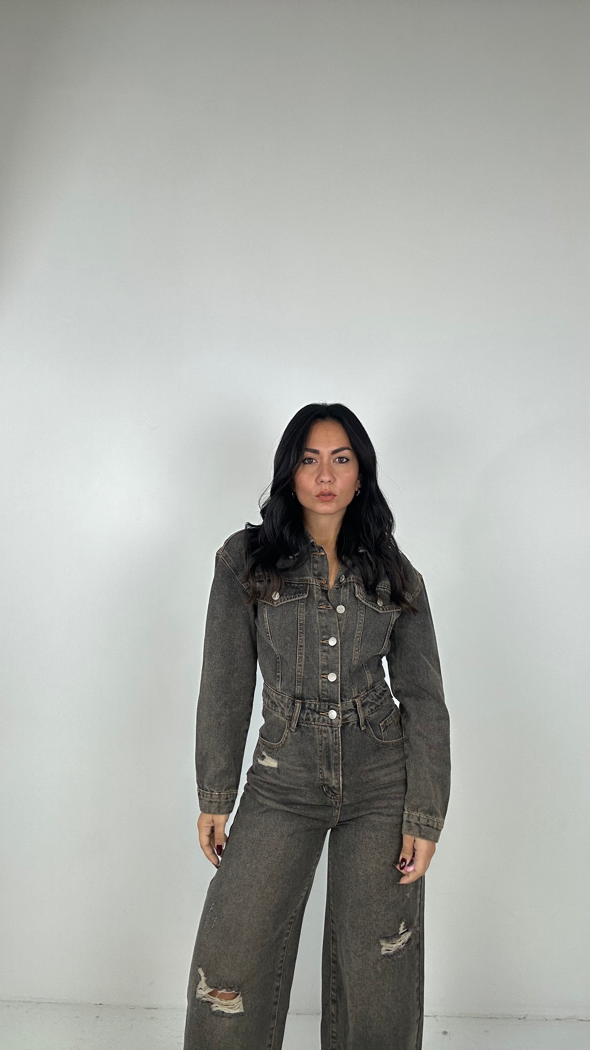Tutone DENIM SLAVATO - MARRONE