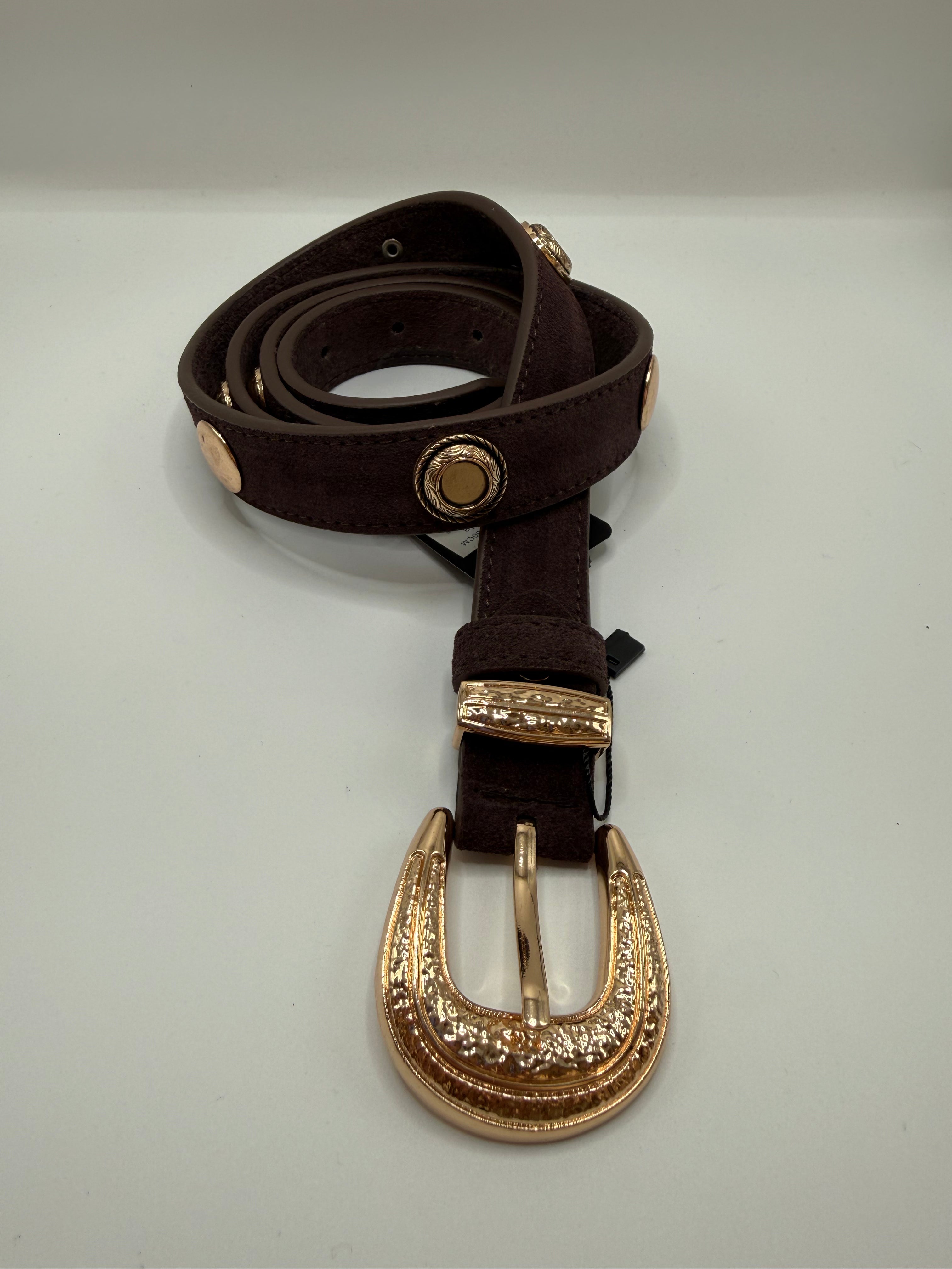 Cintura B CAMOSCIO VERA PELLE - MARRONE