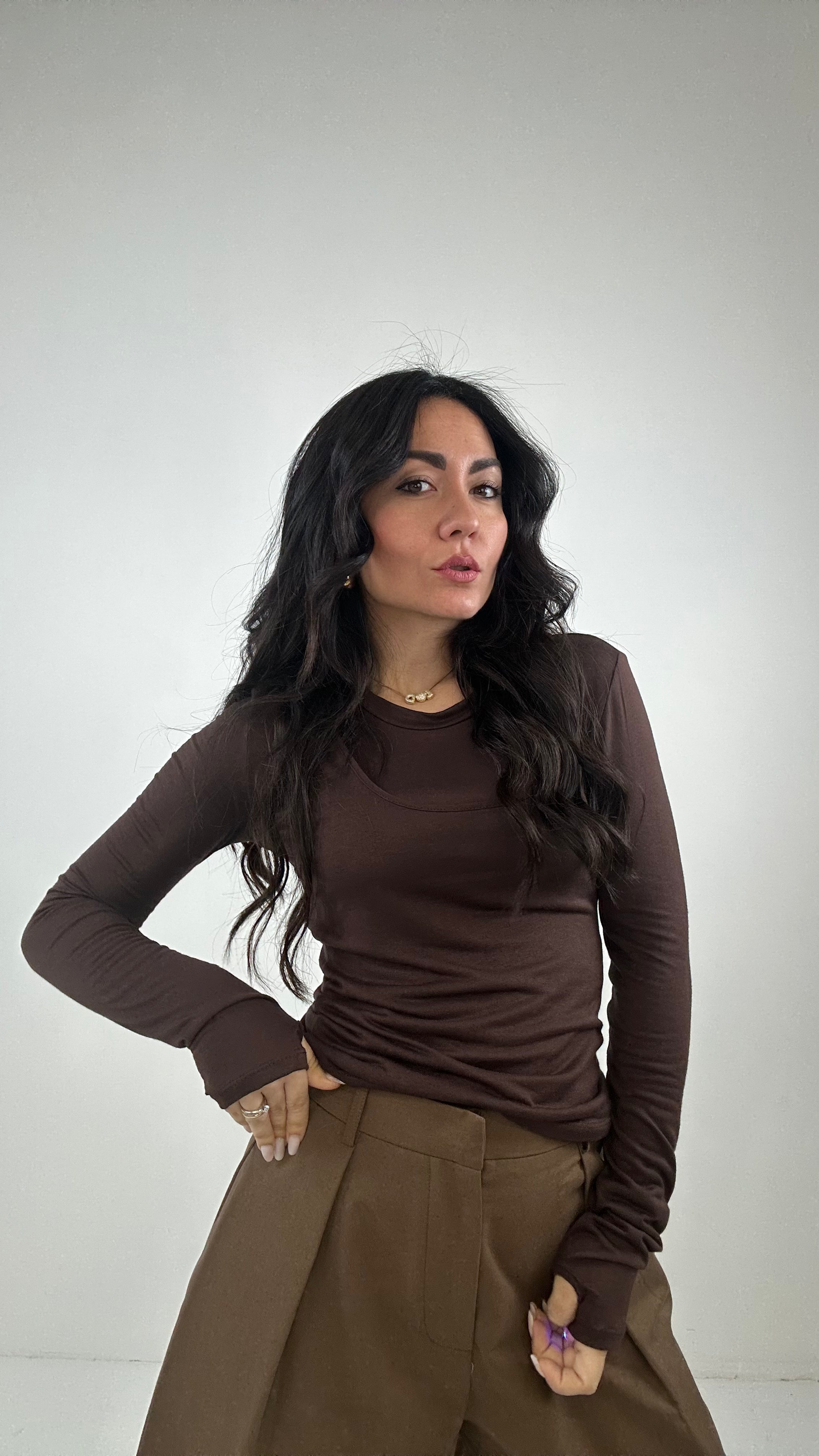 Maglia E CANOTTA - MARRONE