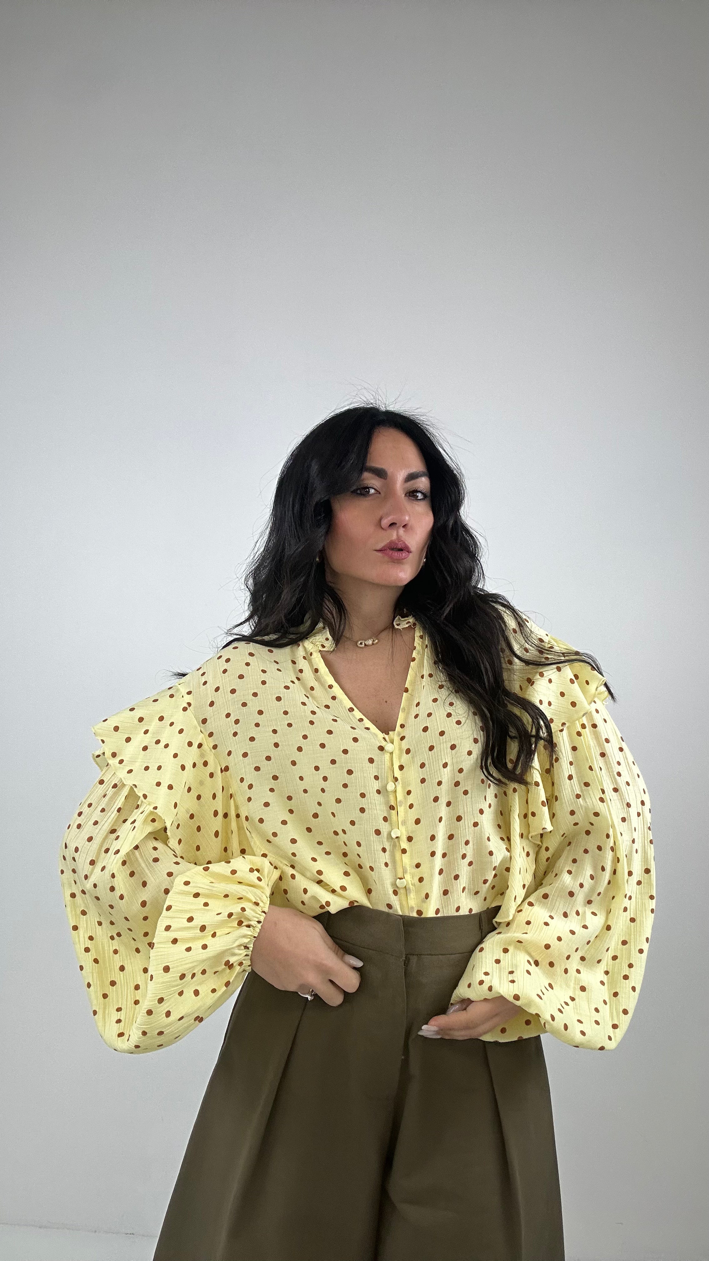 Camicia VOLANT POIS - GIALLO