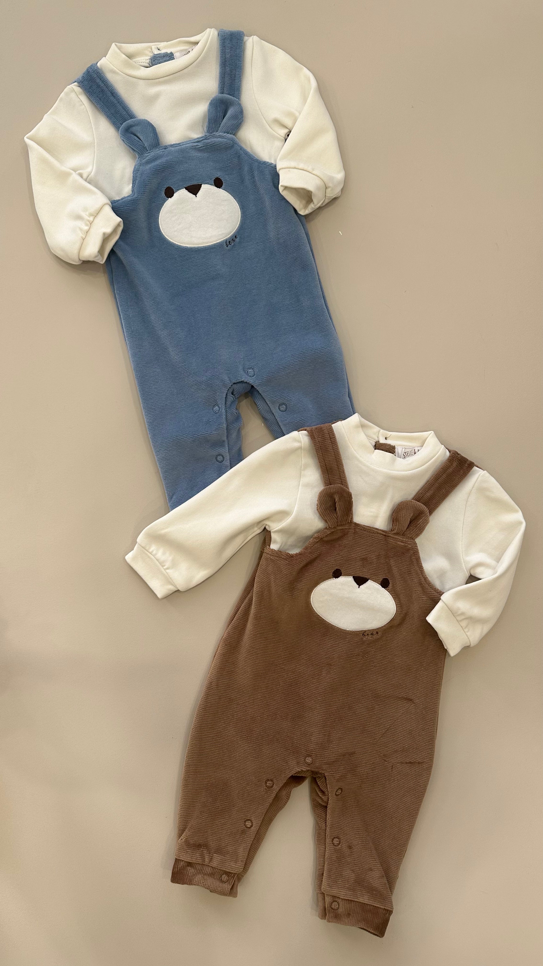 Salopette ORSO VELLUTO 1-12M - CAMMELLO