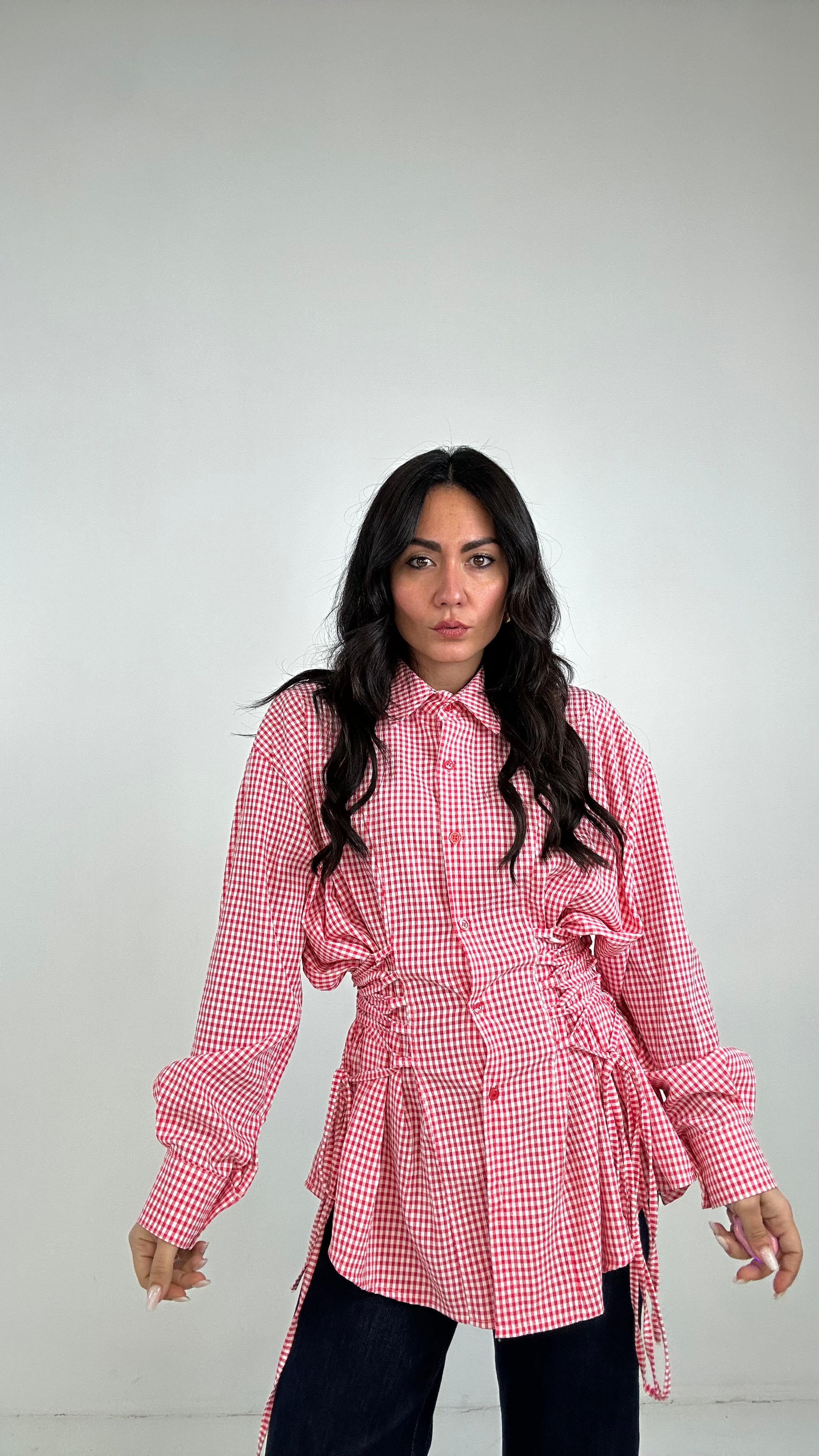 Camicia QUADRETTI E LACCI - ROSSO