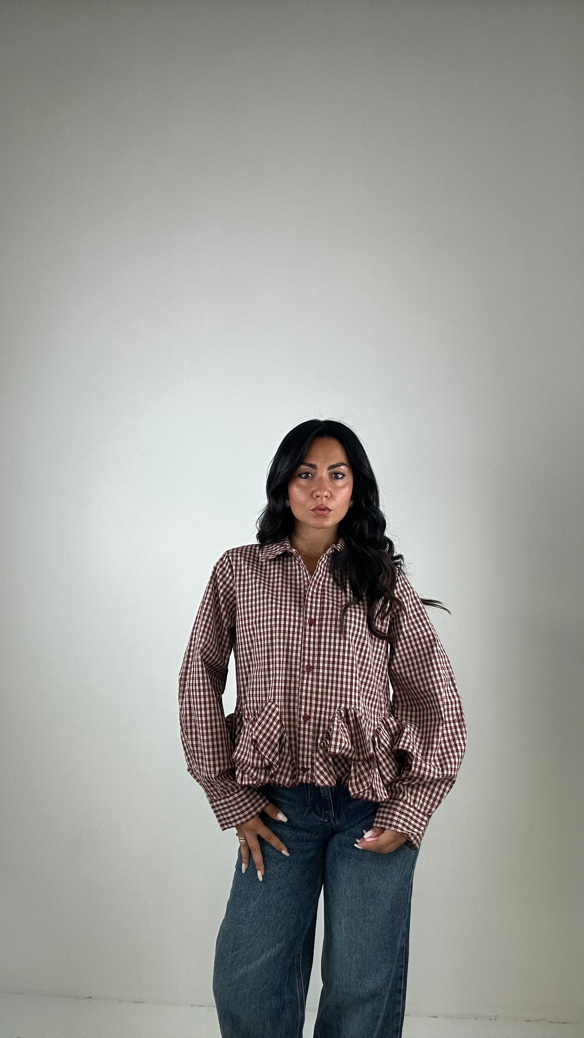 Camicia QUADRI E ROUGE - BORDEAUX