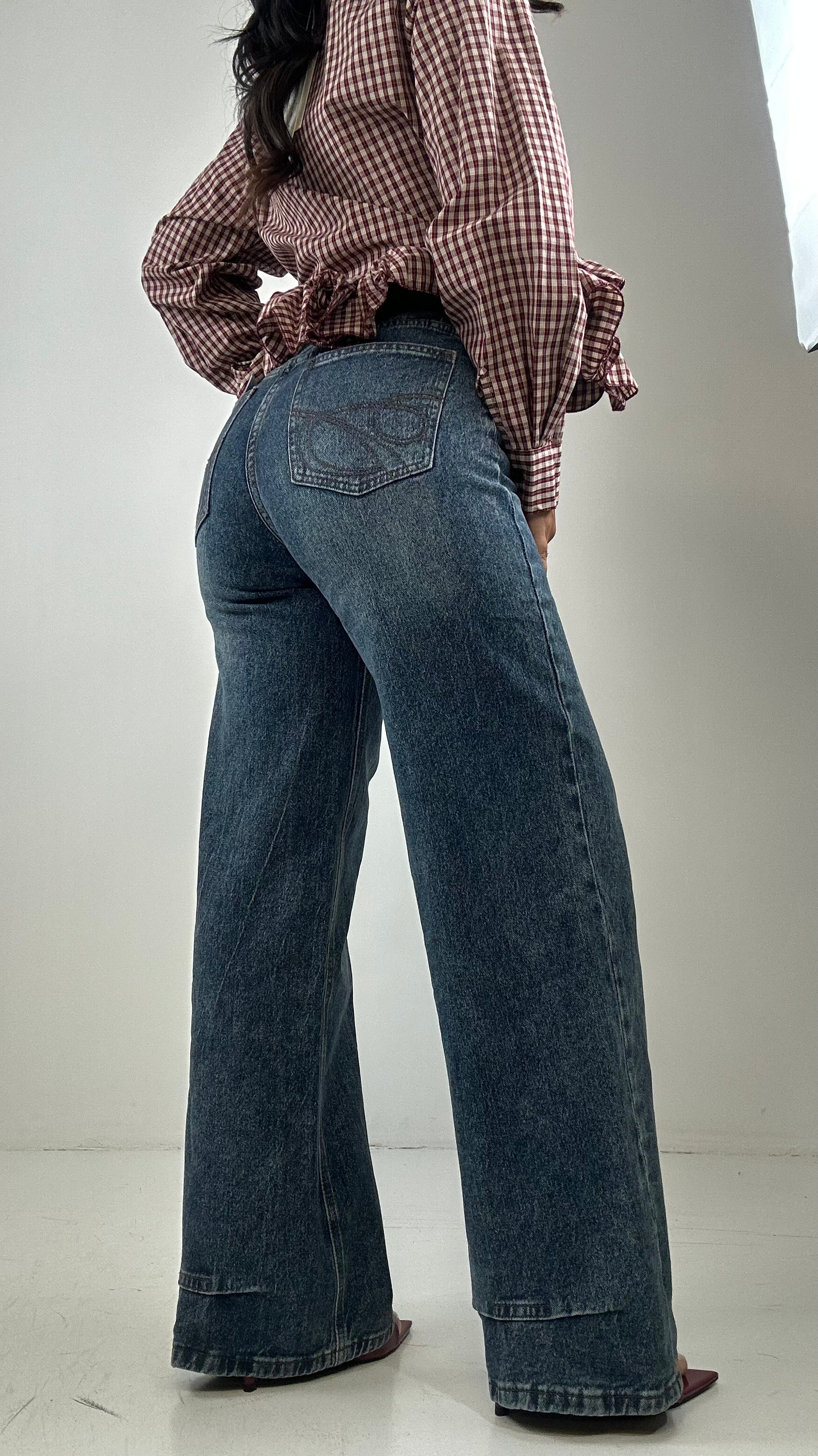 Jeans WIDELEG CON CINTURA IN CAMOSCIO - JEANS