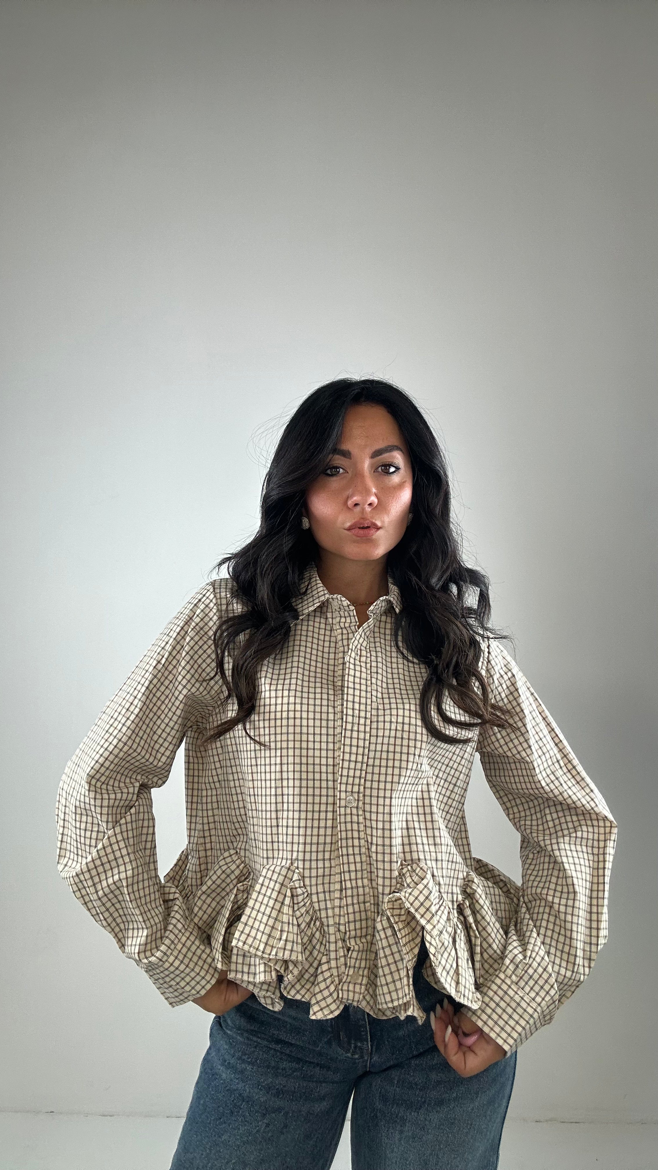 Camicia QUADRI E ROUGE - BEIGE