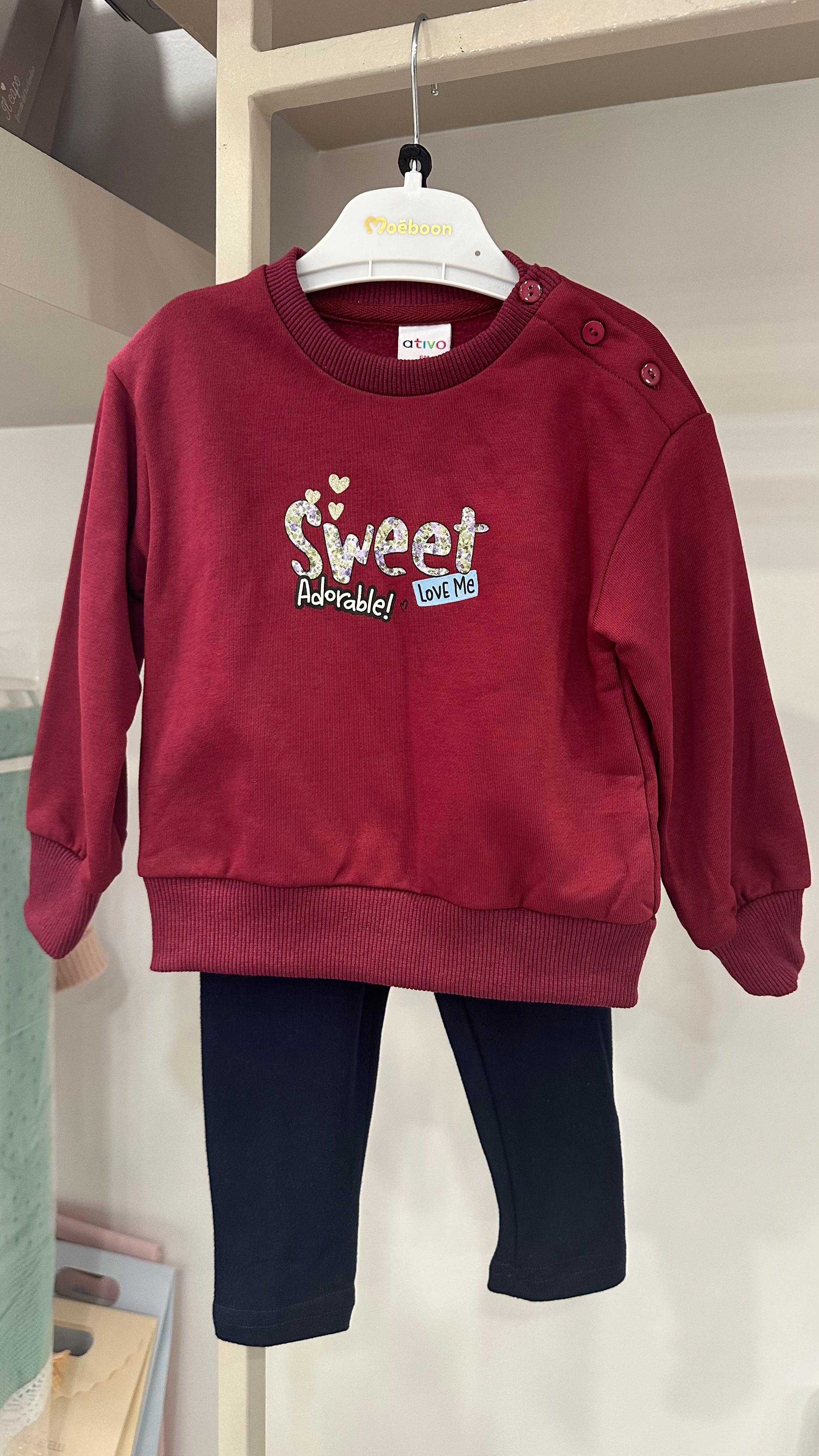 Completo SWEET ADORABLE 6-36M - BORDEAUX