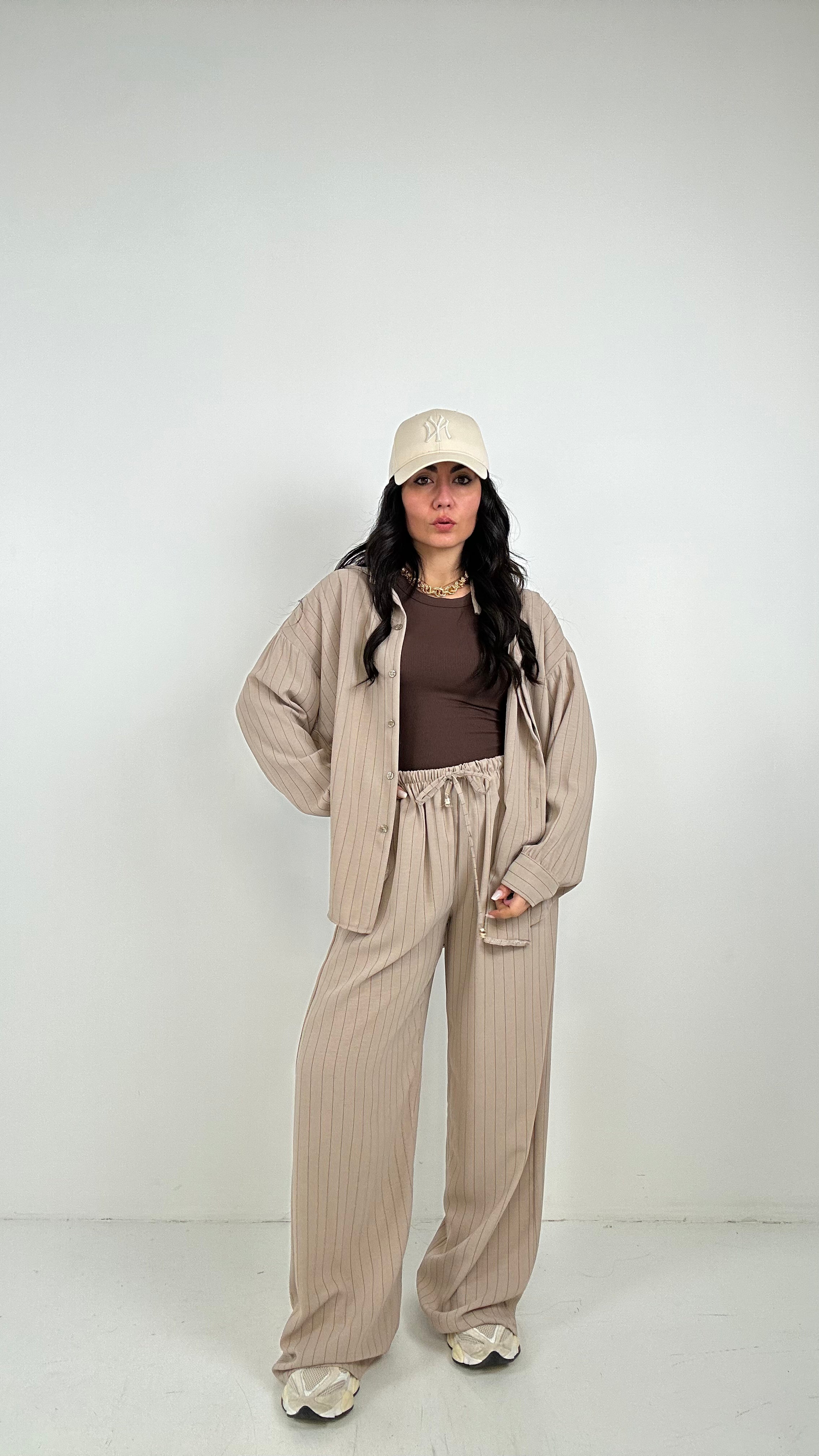 Coordinato con PANTALONE RIGHE - BEIGE