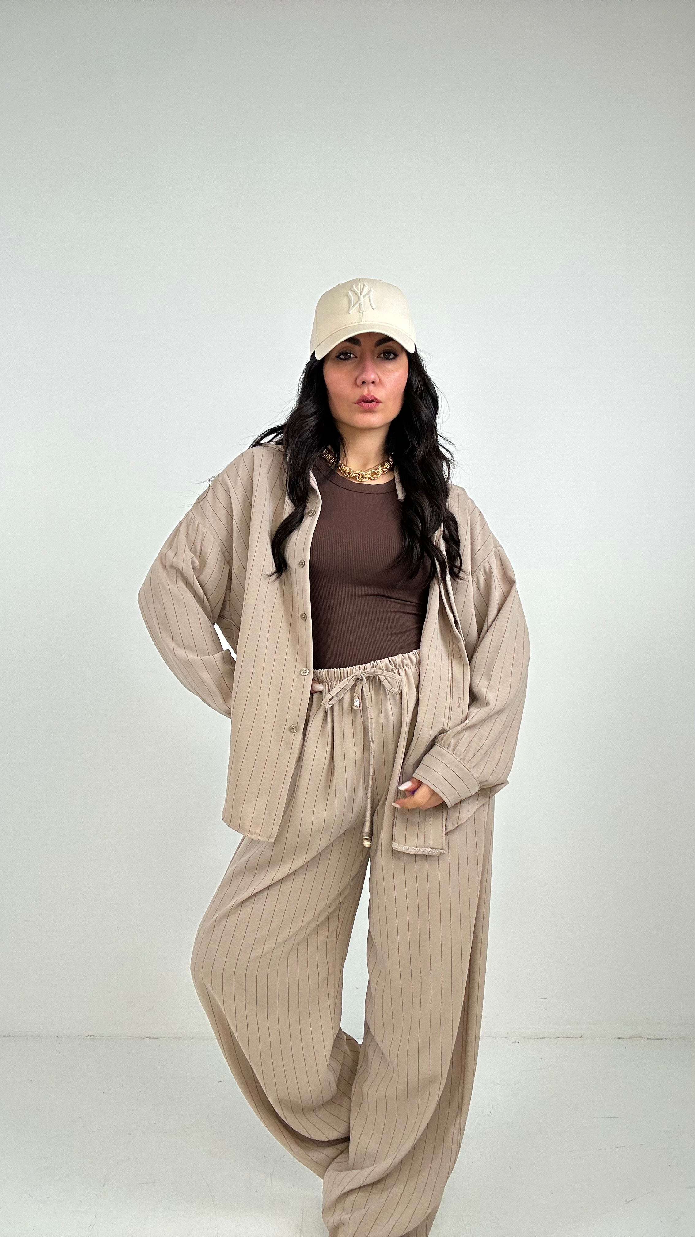 Coordinato con PANTALONE RIGHE - BEIGE