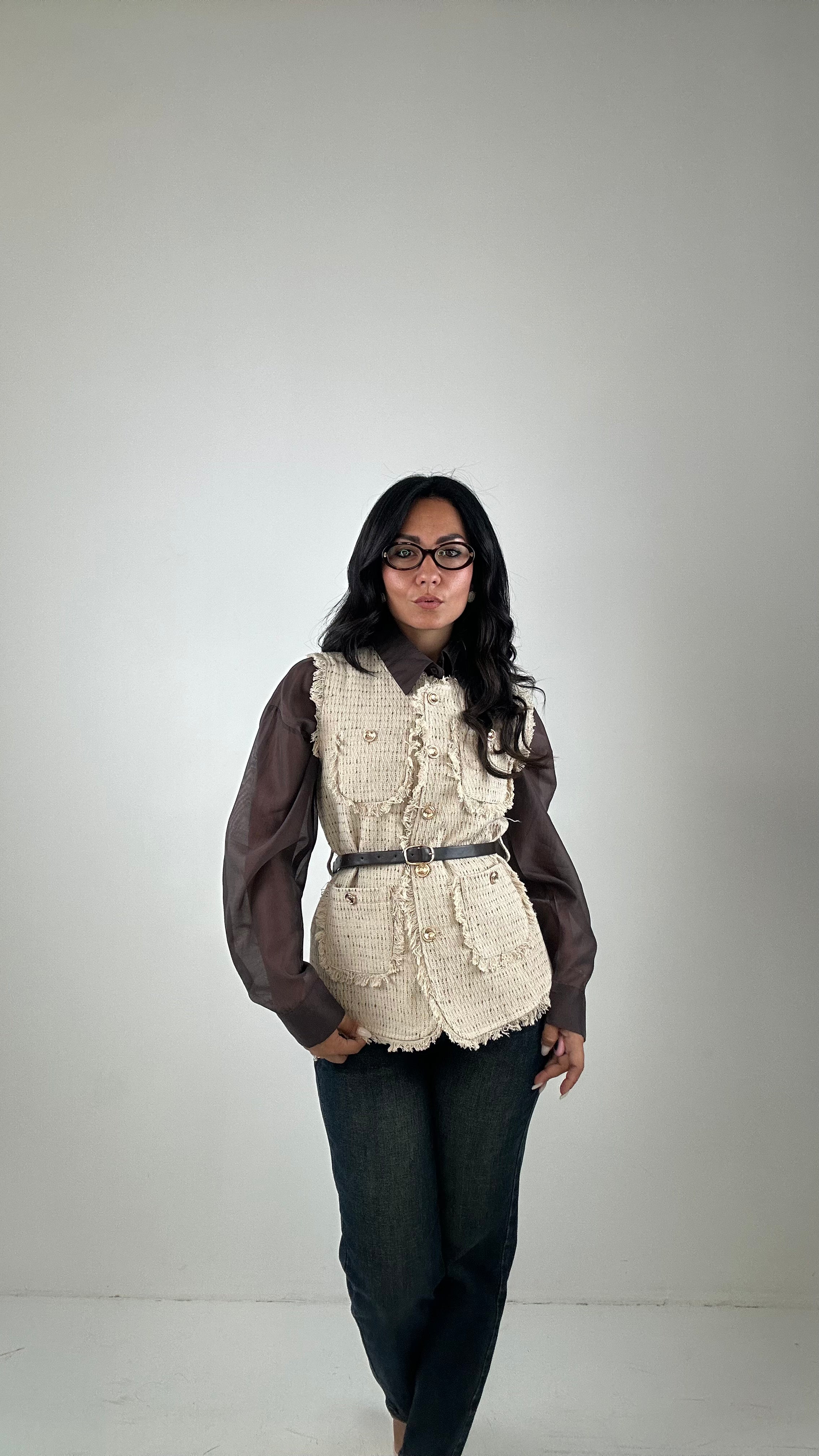 Gilet TWEED - BEIGE