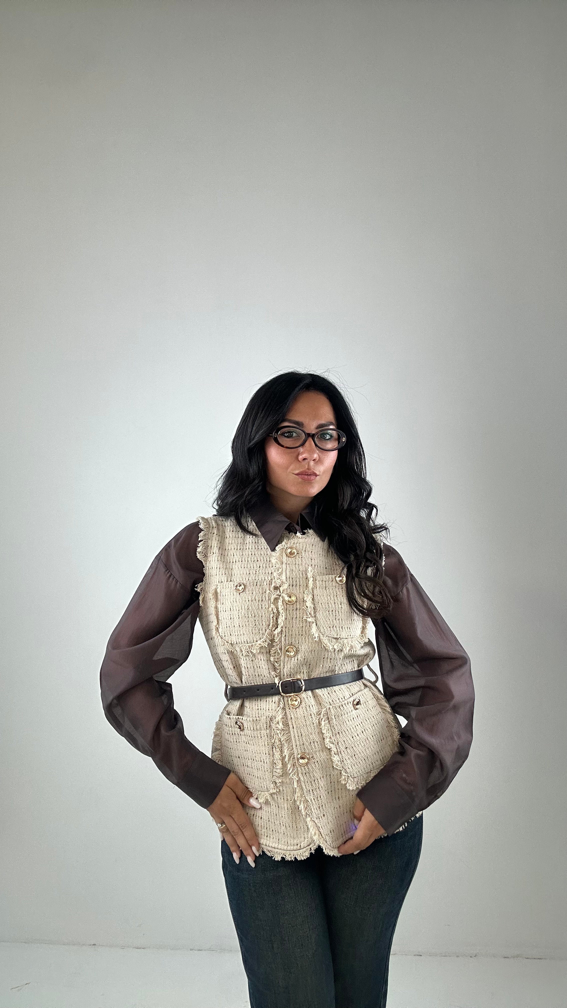 Gilet TWEED - BEIGE
