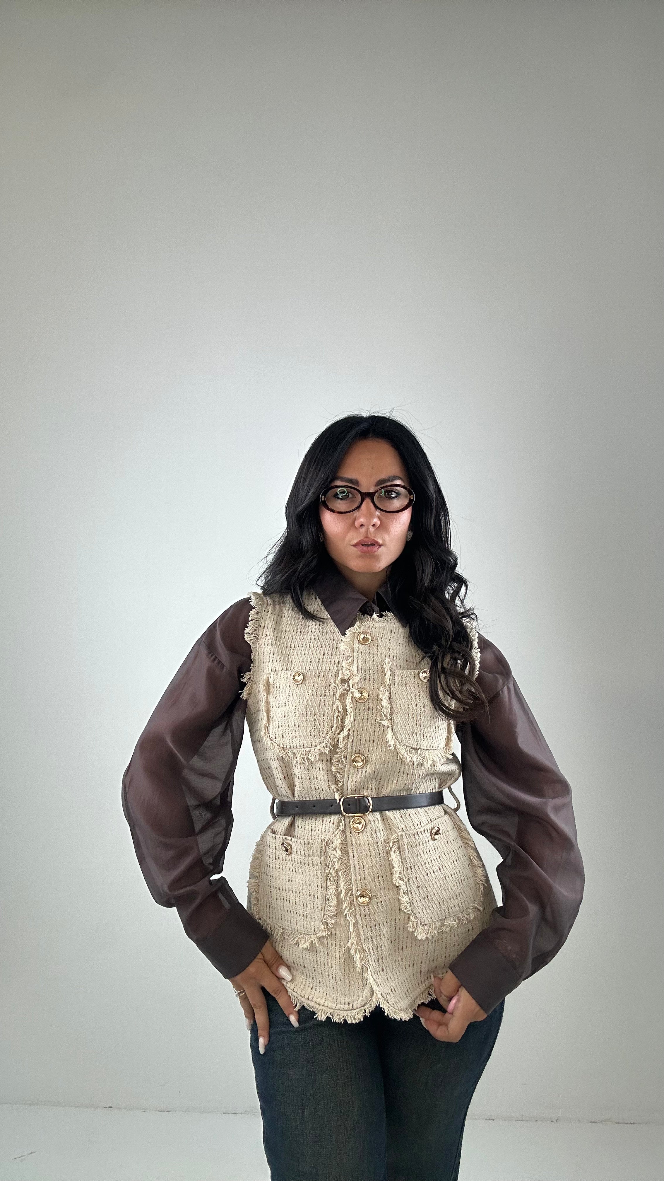 Gilet TWEED - BEIGE