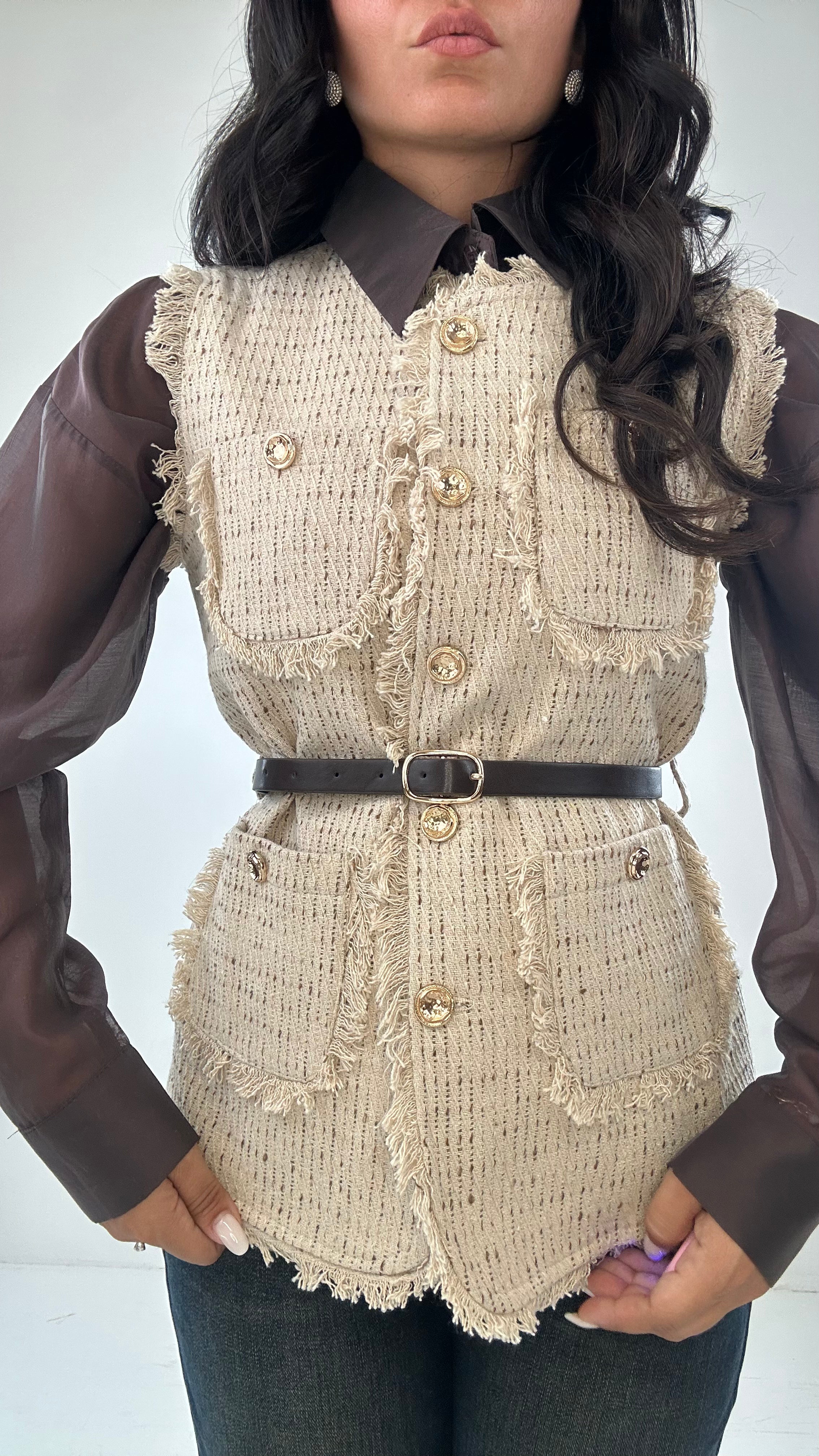Gilet TWEED - BEIGE
