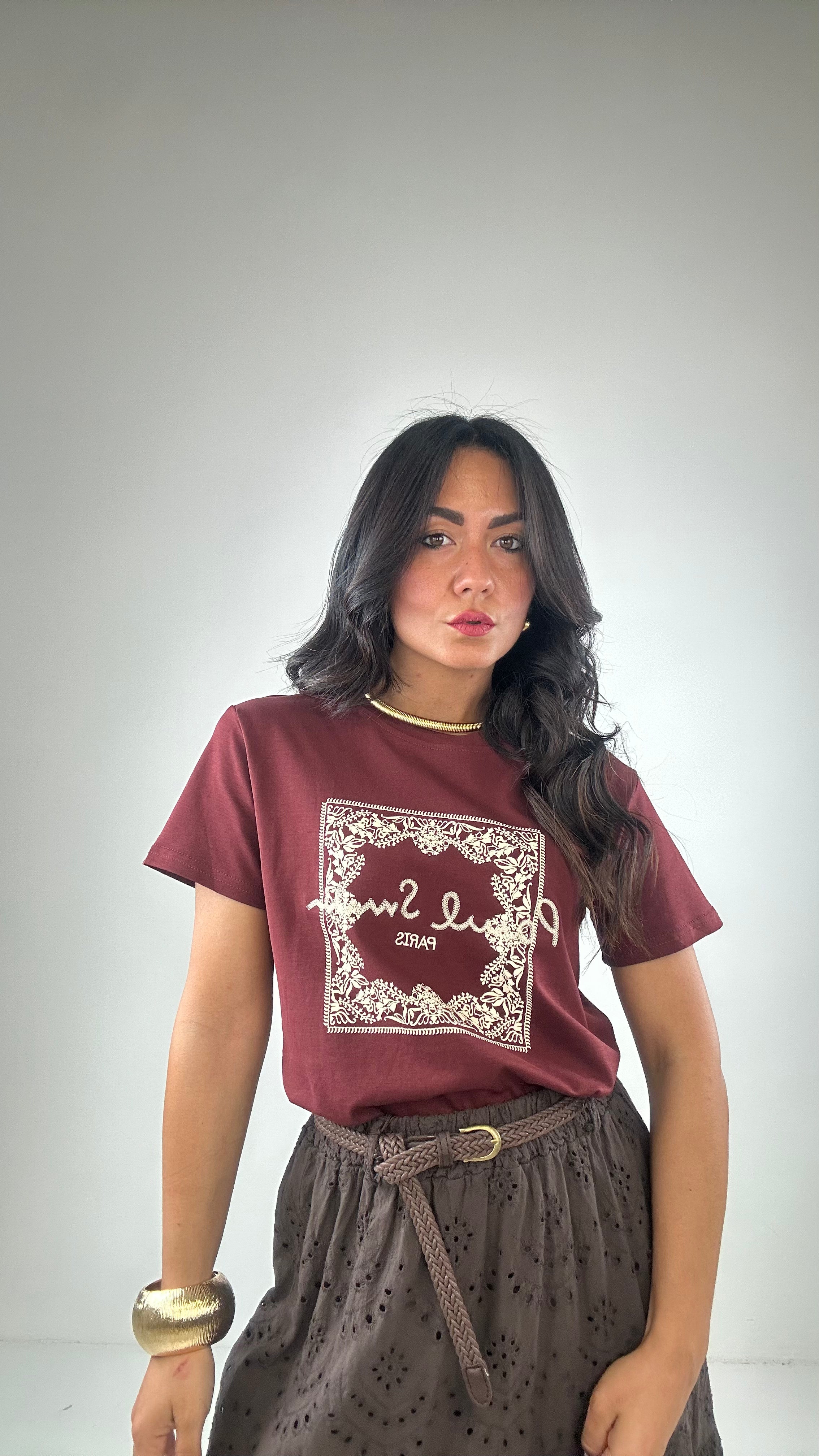 T-shirt RIQUADRO FOULARD - BORDEAUX
