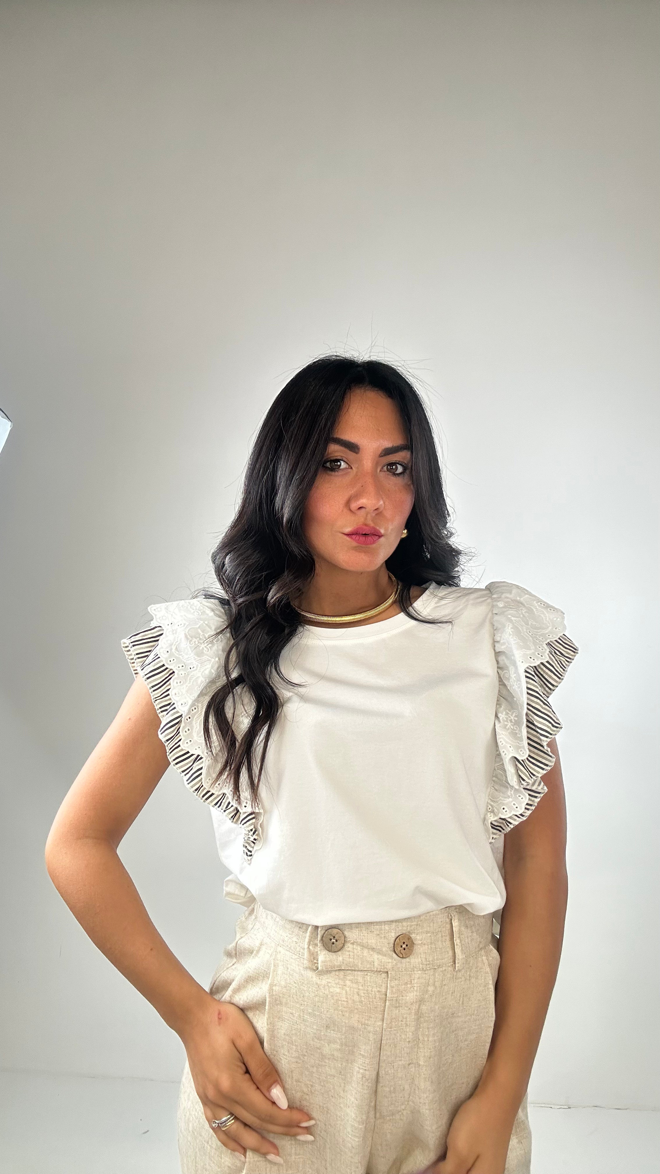 T-shirt VOLANT RIGHE - BLU