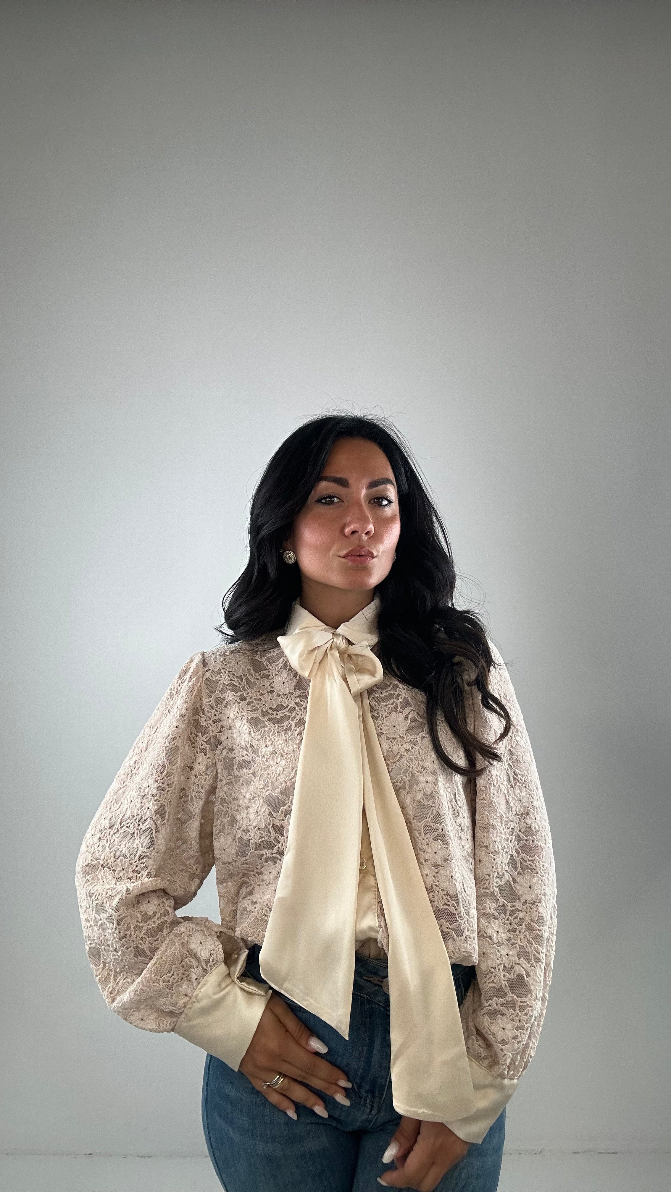 Camicia PIZZO VELLUTINO - CREMA