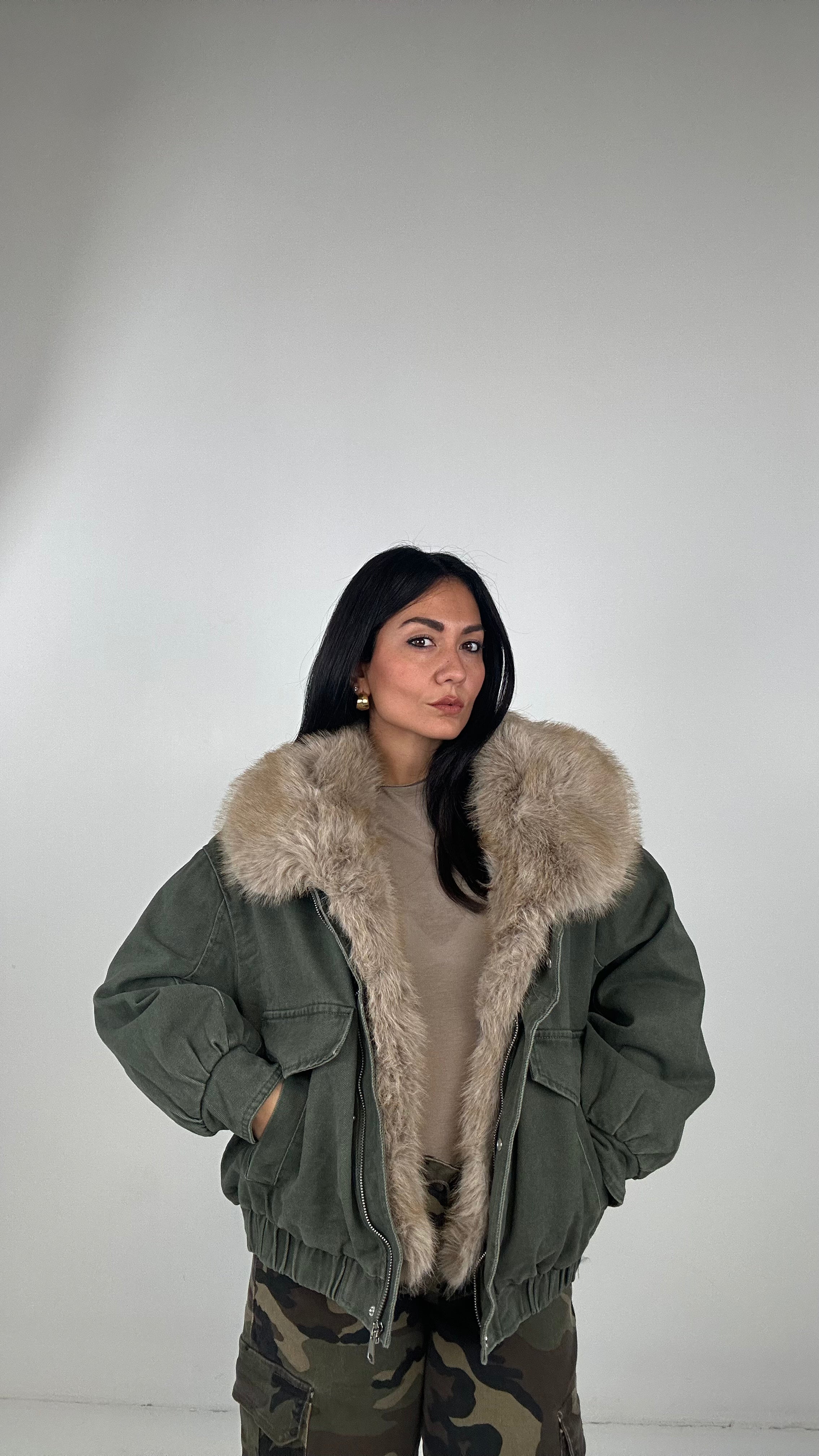 Bomber CON ECOPELLICCIA - VERDE
