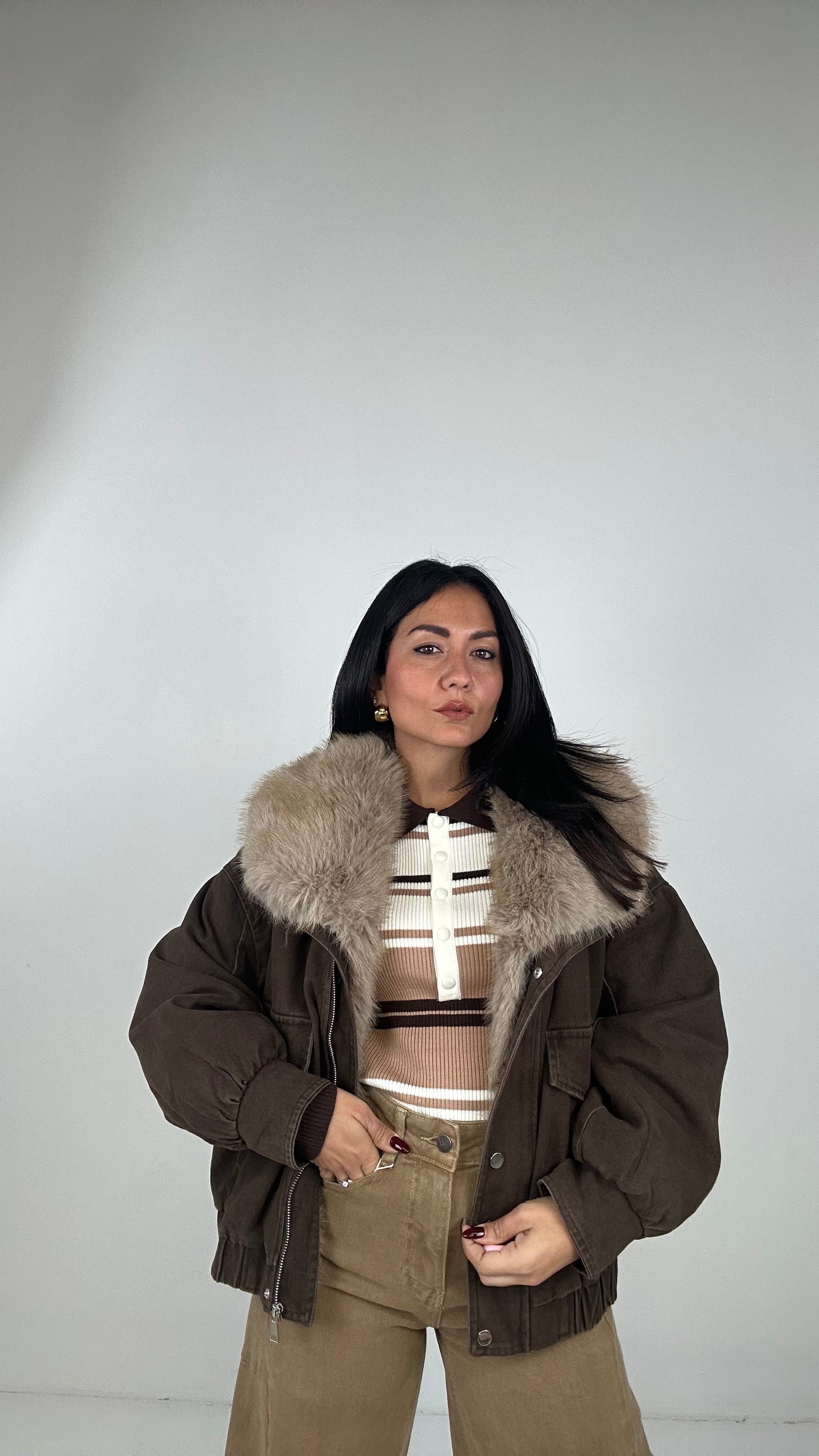 Bomber CON ECOPELLICCIA - MARRONE
