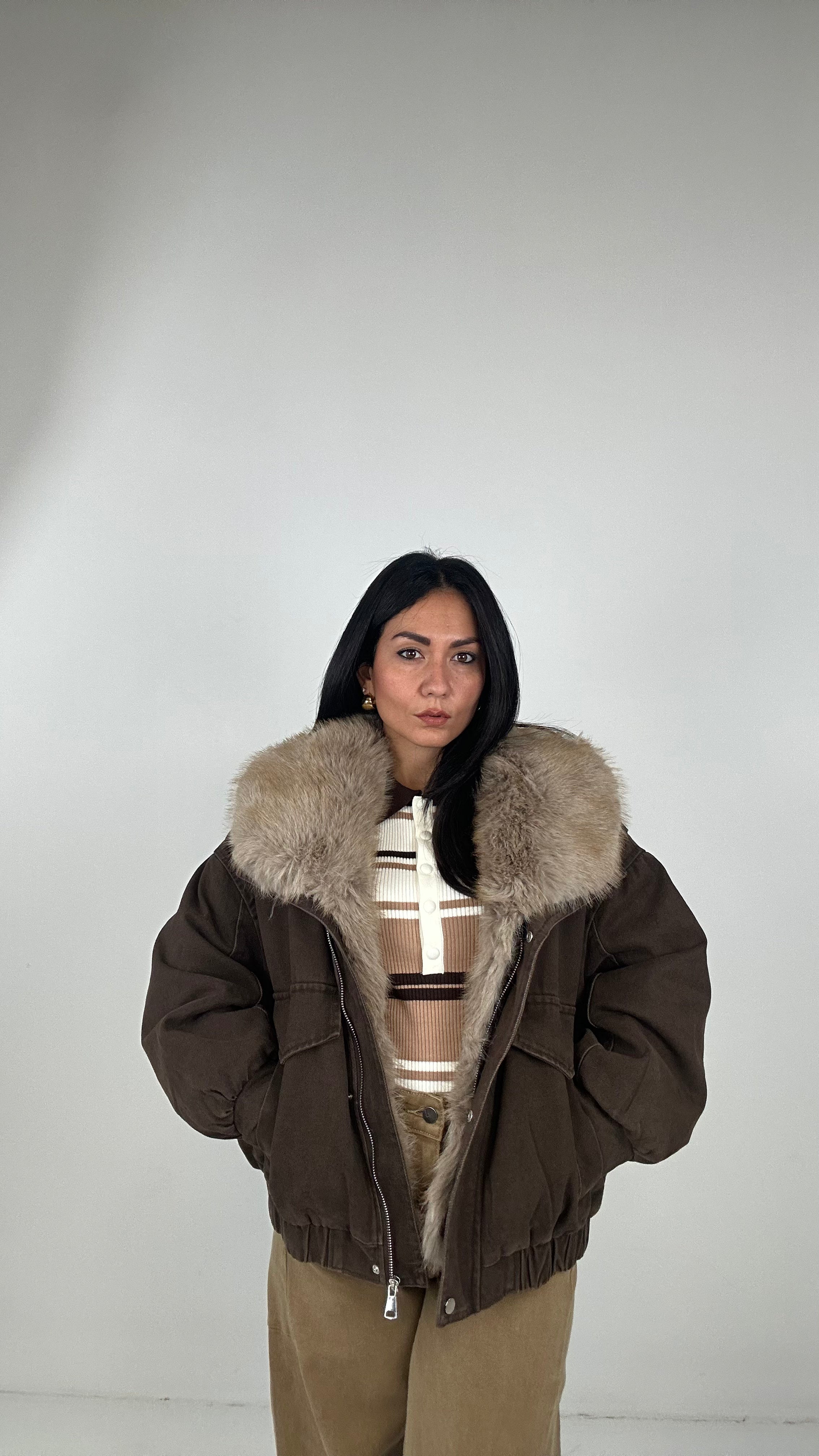 Bomber CON ECOPELLICCIA - MARRONE