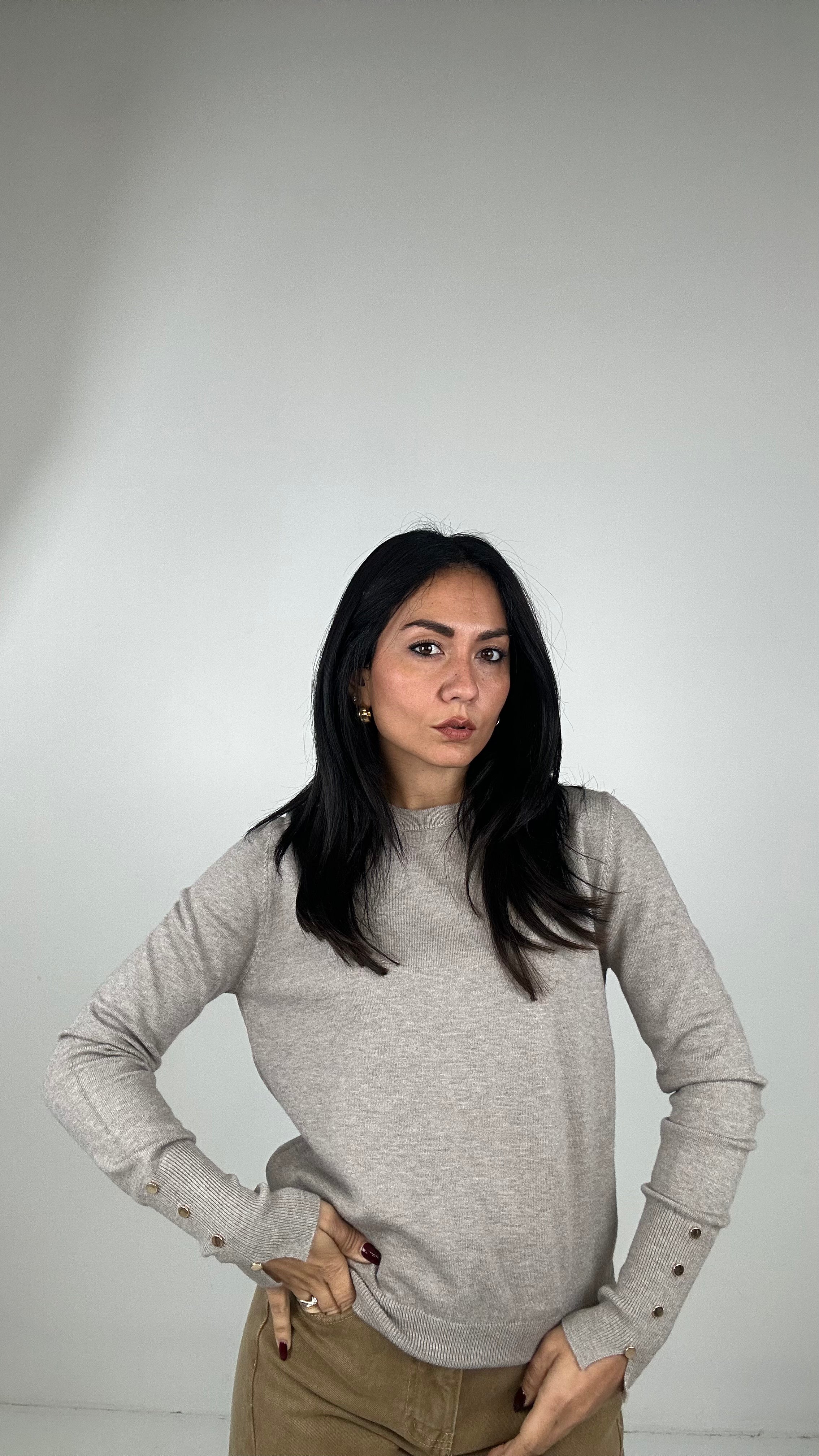 Pull BOTTONCINO PESANTE - KHAKI