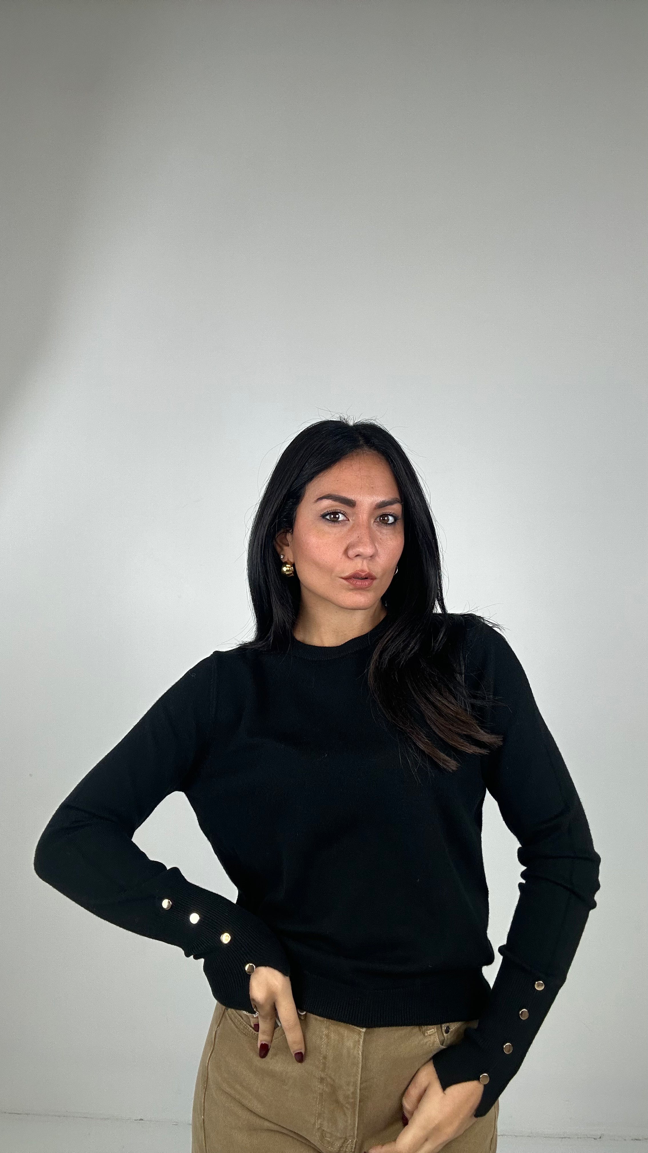 Pull BOTTONCINO PESANTE - NERO