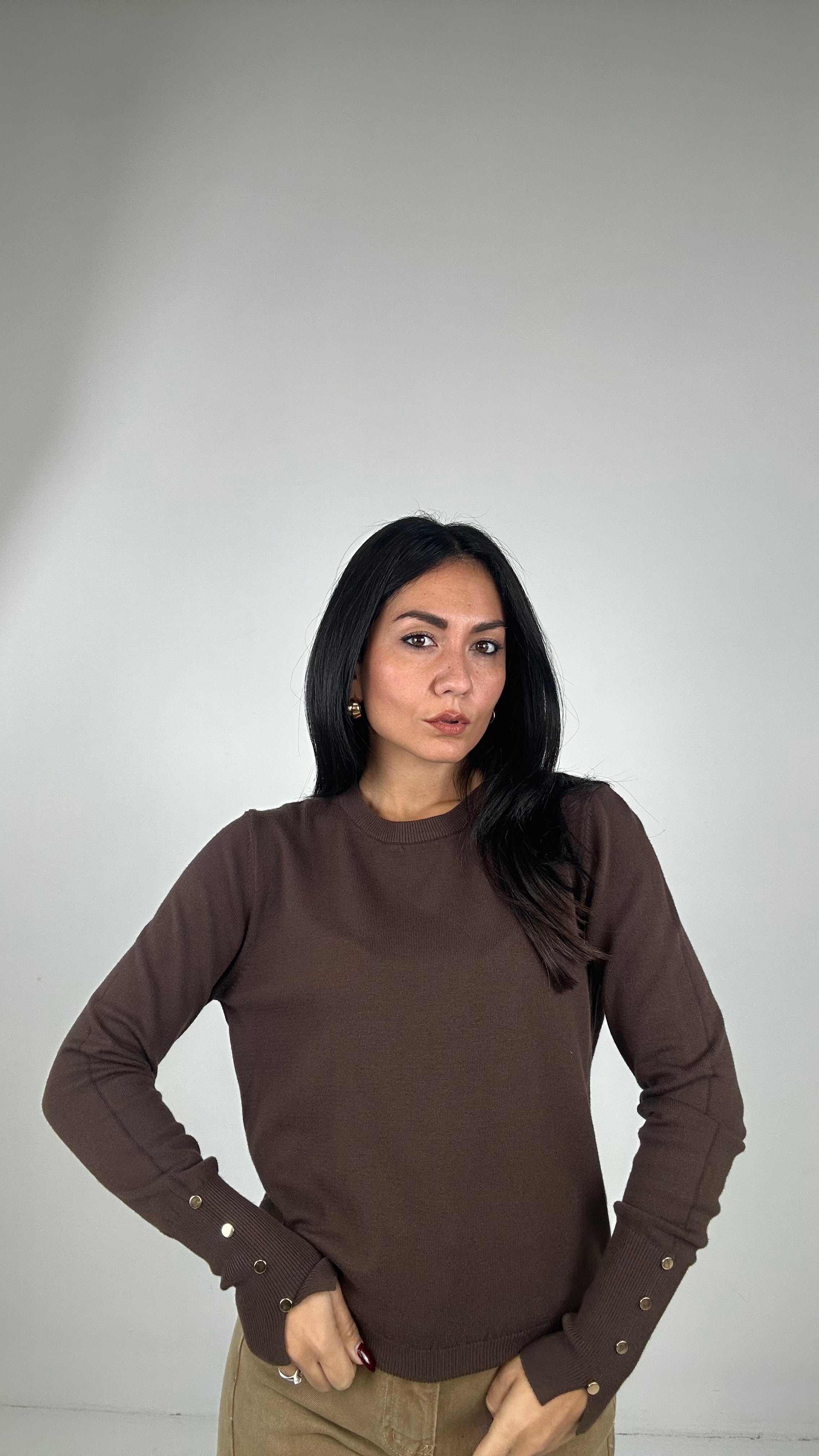 Pull BOTTONCINO PESANTE - MARRONE