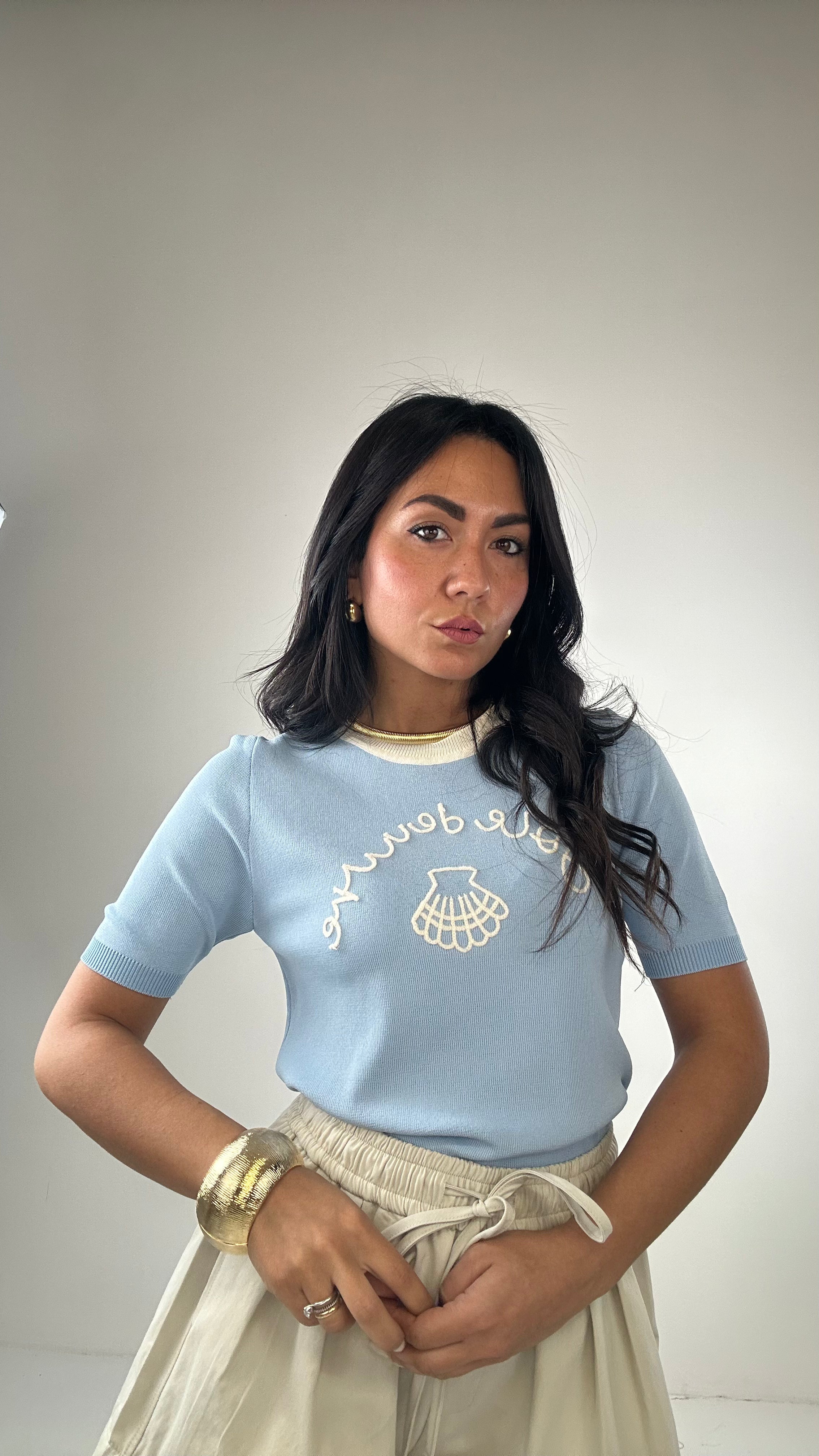 Maglia LOVE CONCHIGLIA - CELESTE