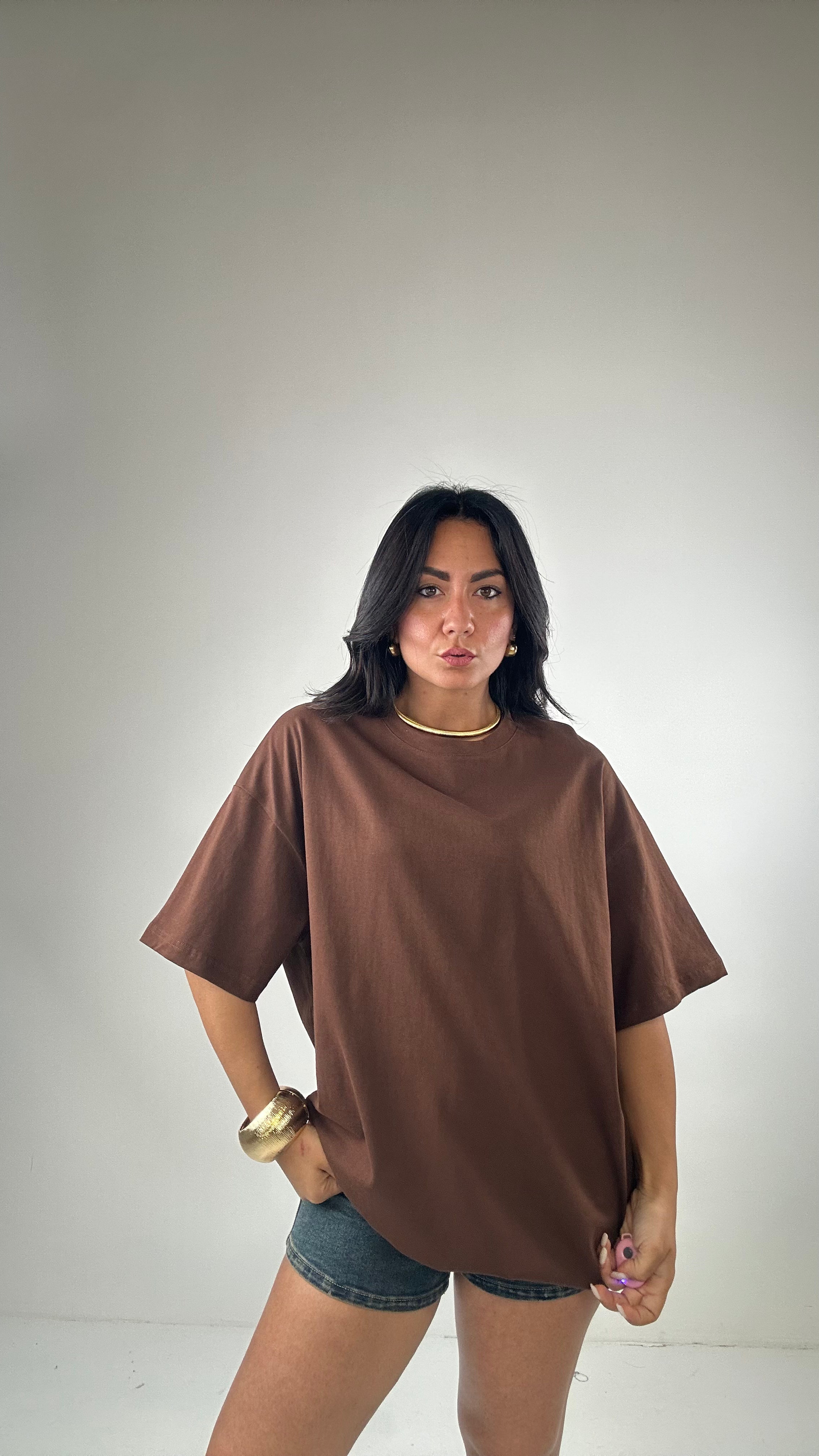 T-shirt BASIC OVER - MARRONE