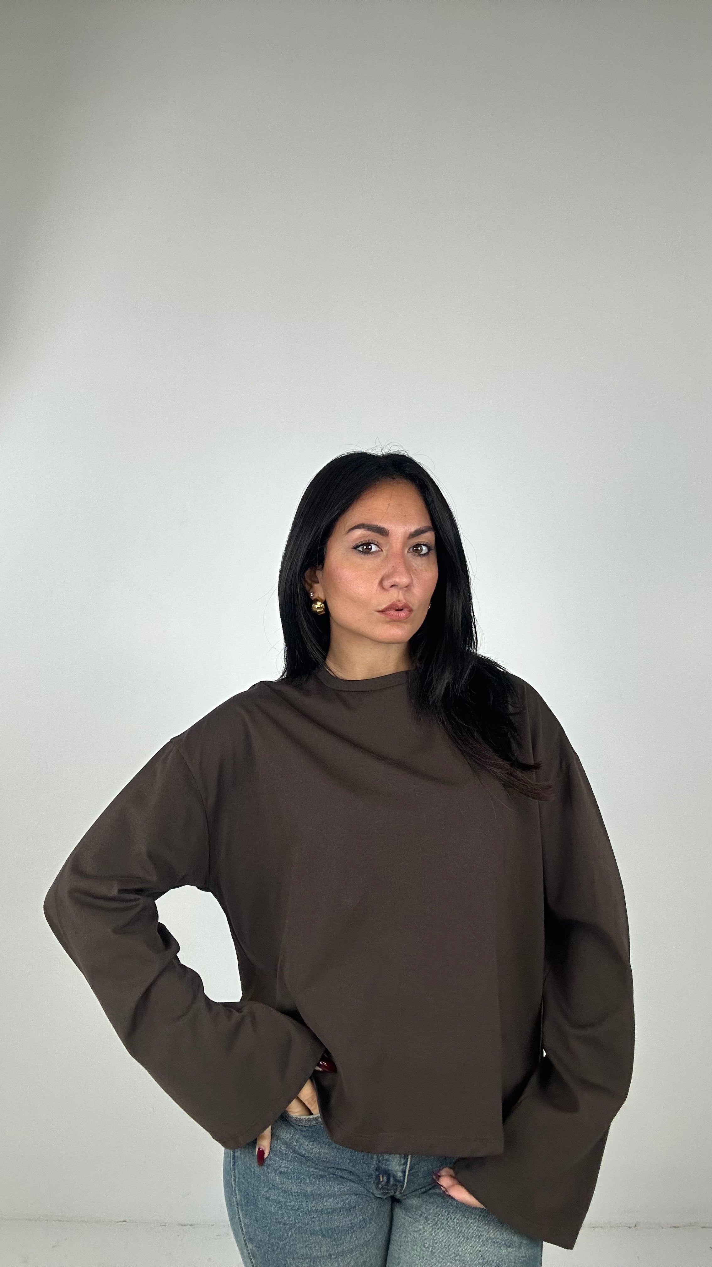 Maglia BASICA MANICA LARGA - MARRONE