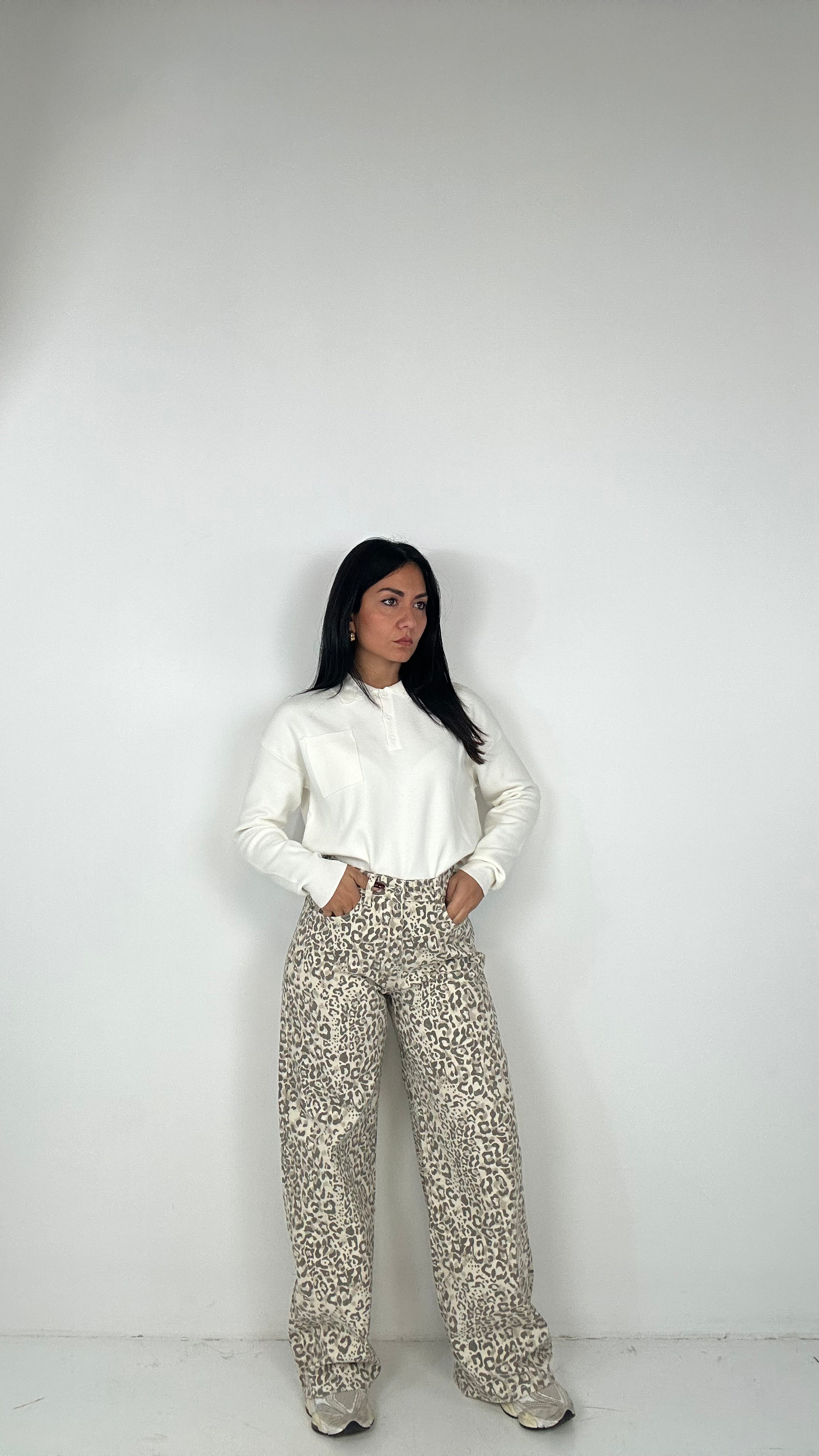 Jeans wideleg MACCHIETTA - BEIGE