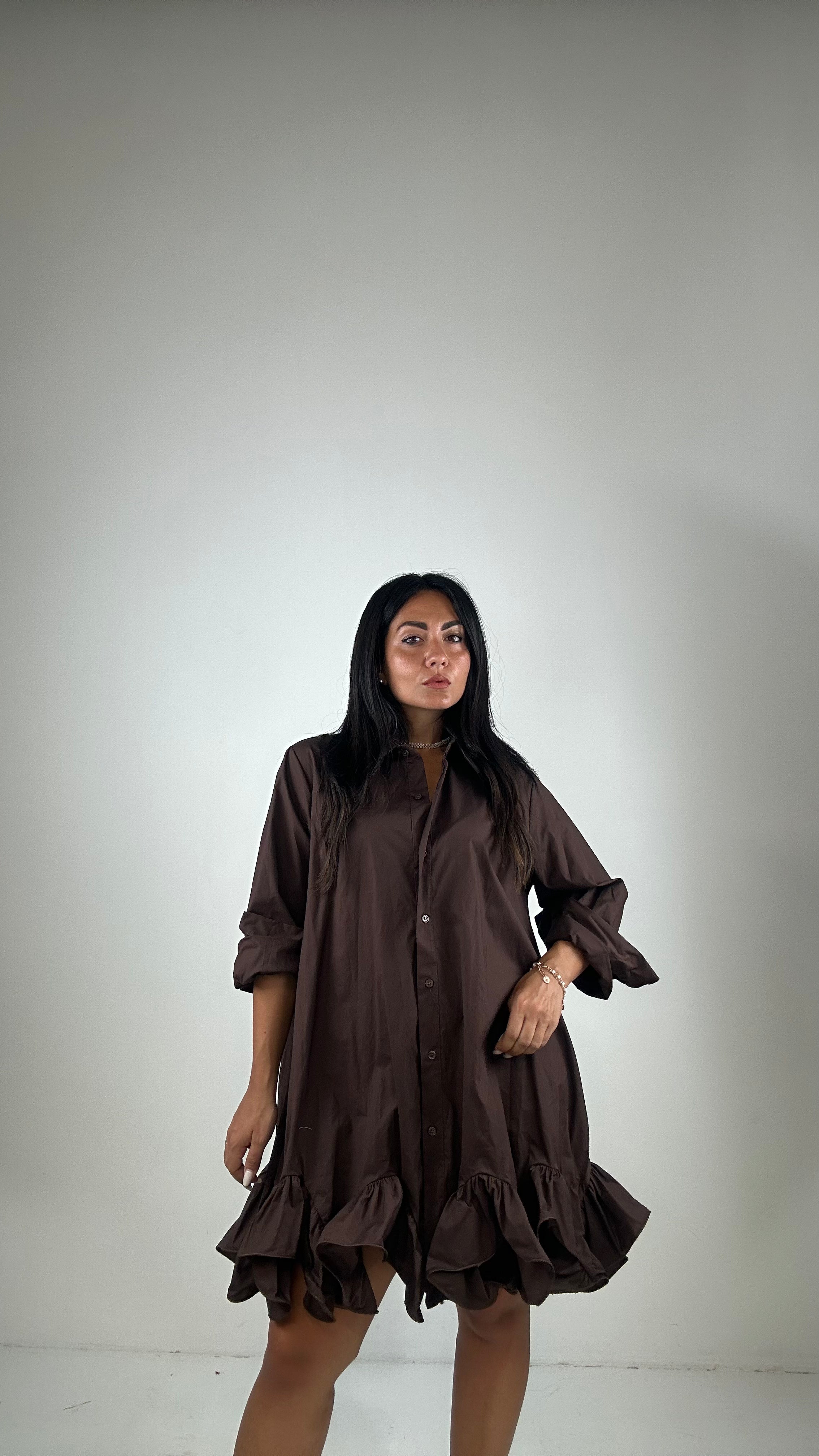 Vestito IN COTONE CON ROUGES - MARRONE