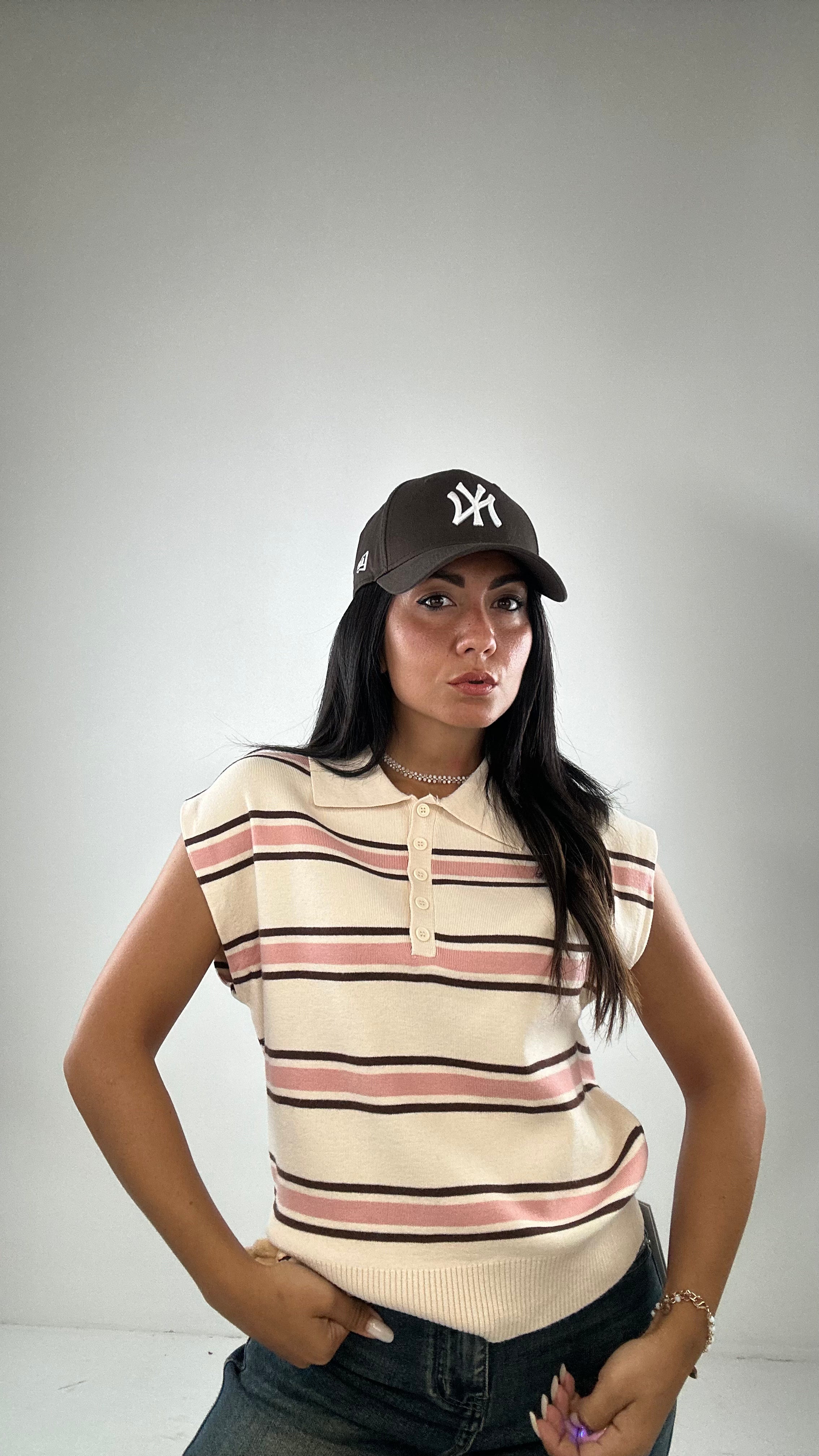 Polo A GIRO A RIGHE - ROSA