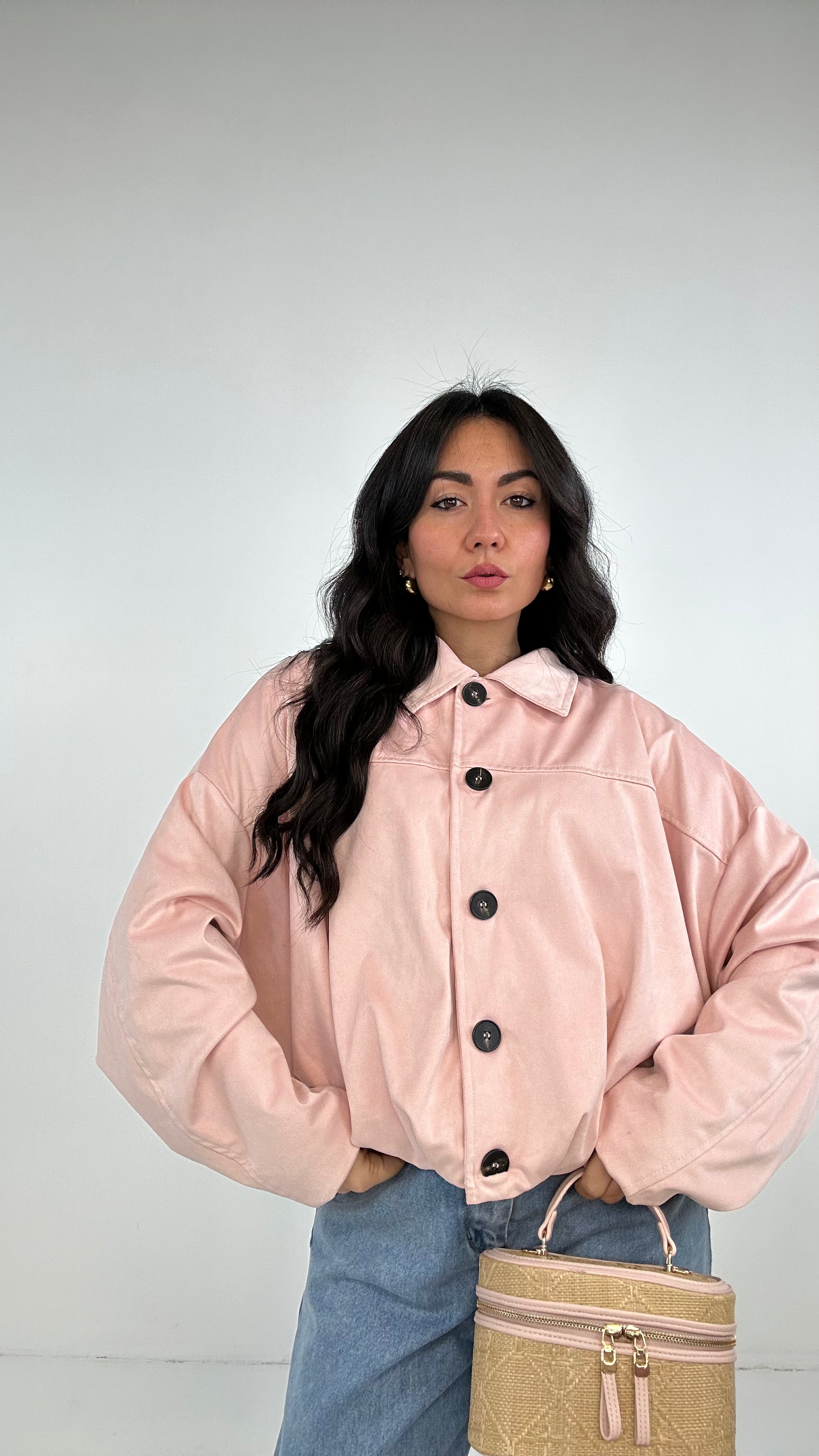 Giubbino ARRICCIATO IN ECOCAMOSCIO - ROSA