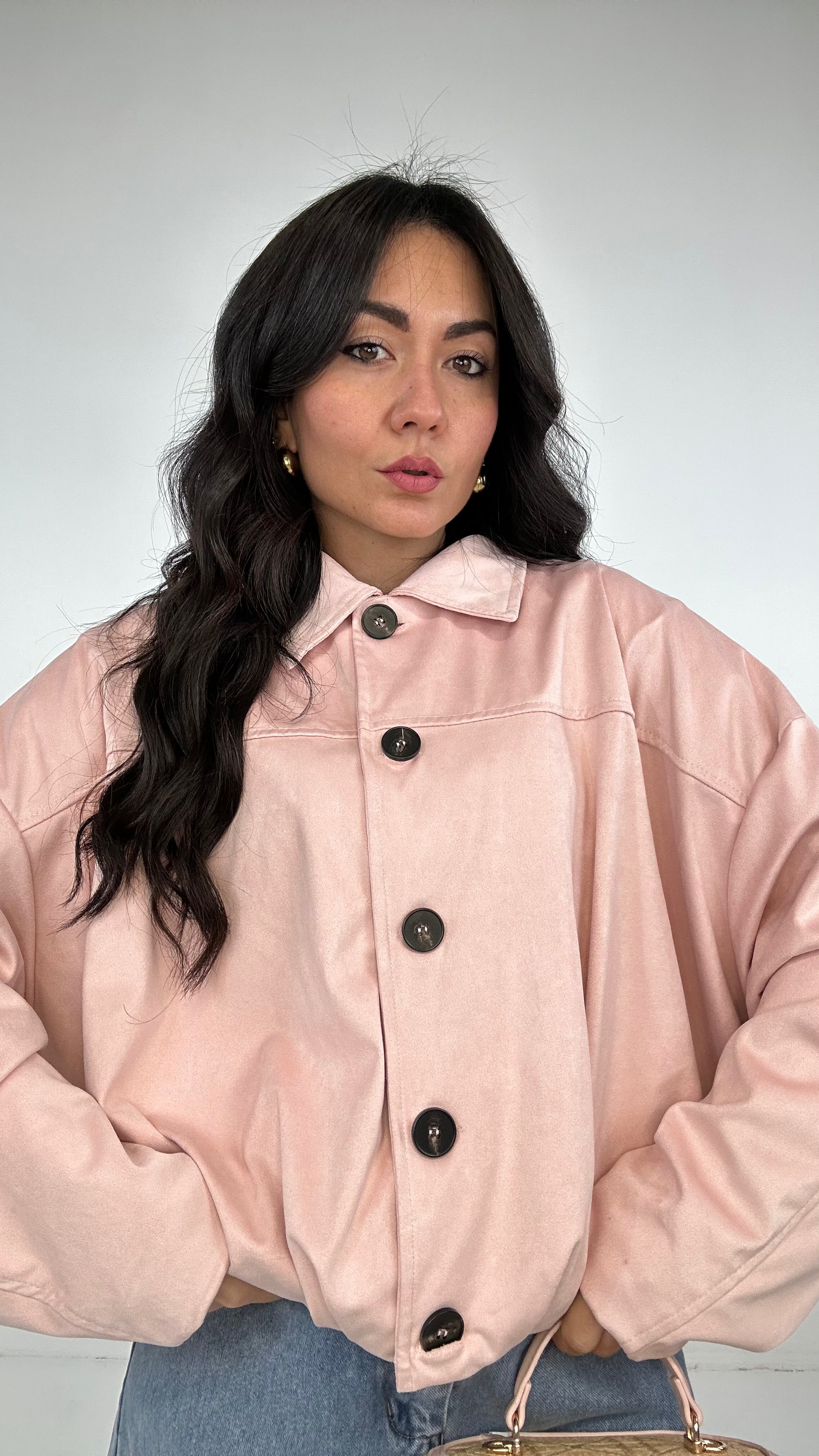Giubbino ARRICCIATO IN ECOCAMOSCIO - ROSA
