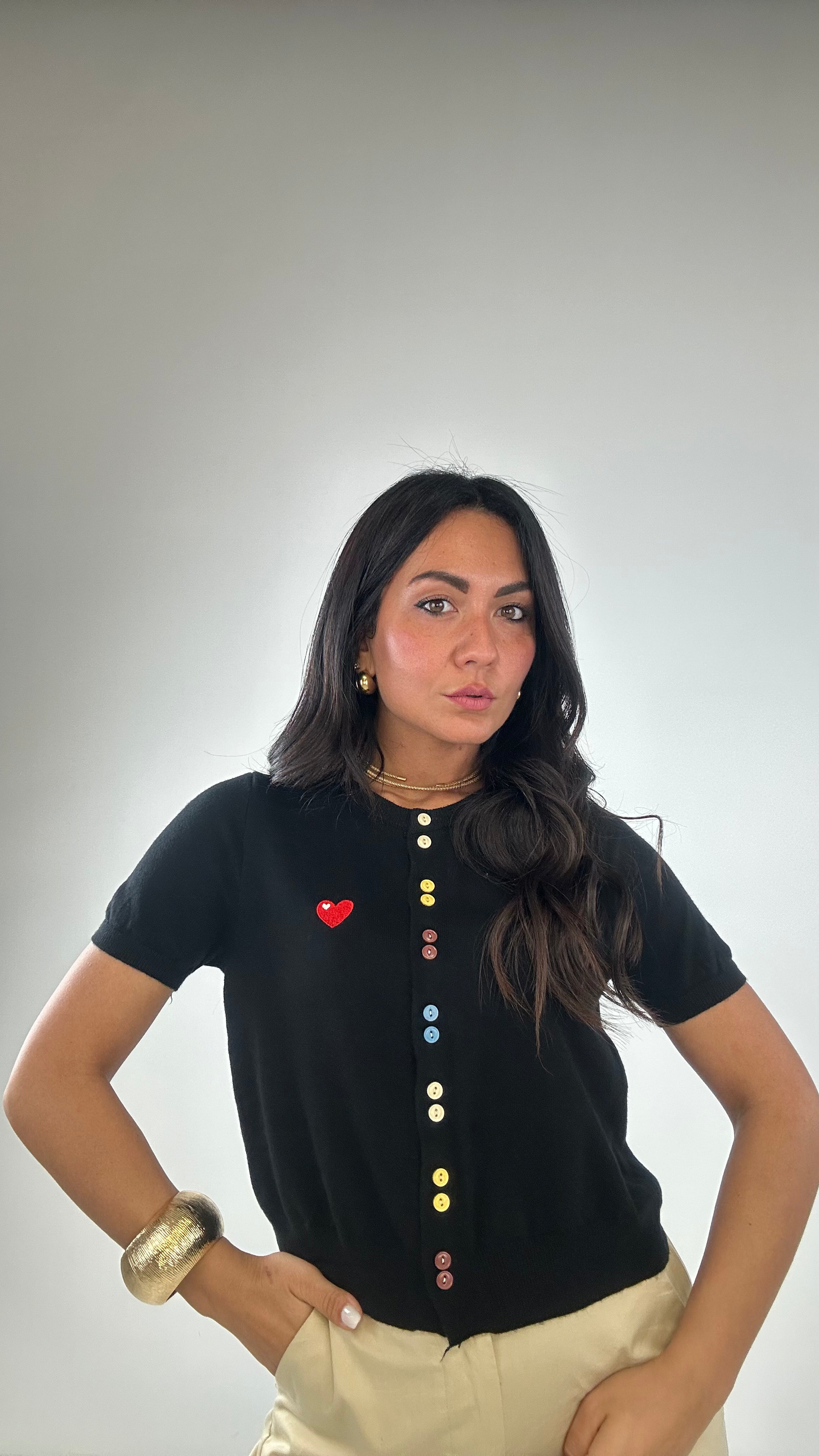 Maglia BOTTONCINI COLORATI - NERO