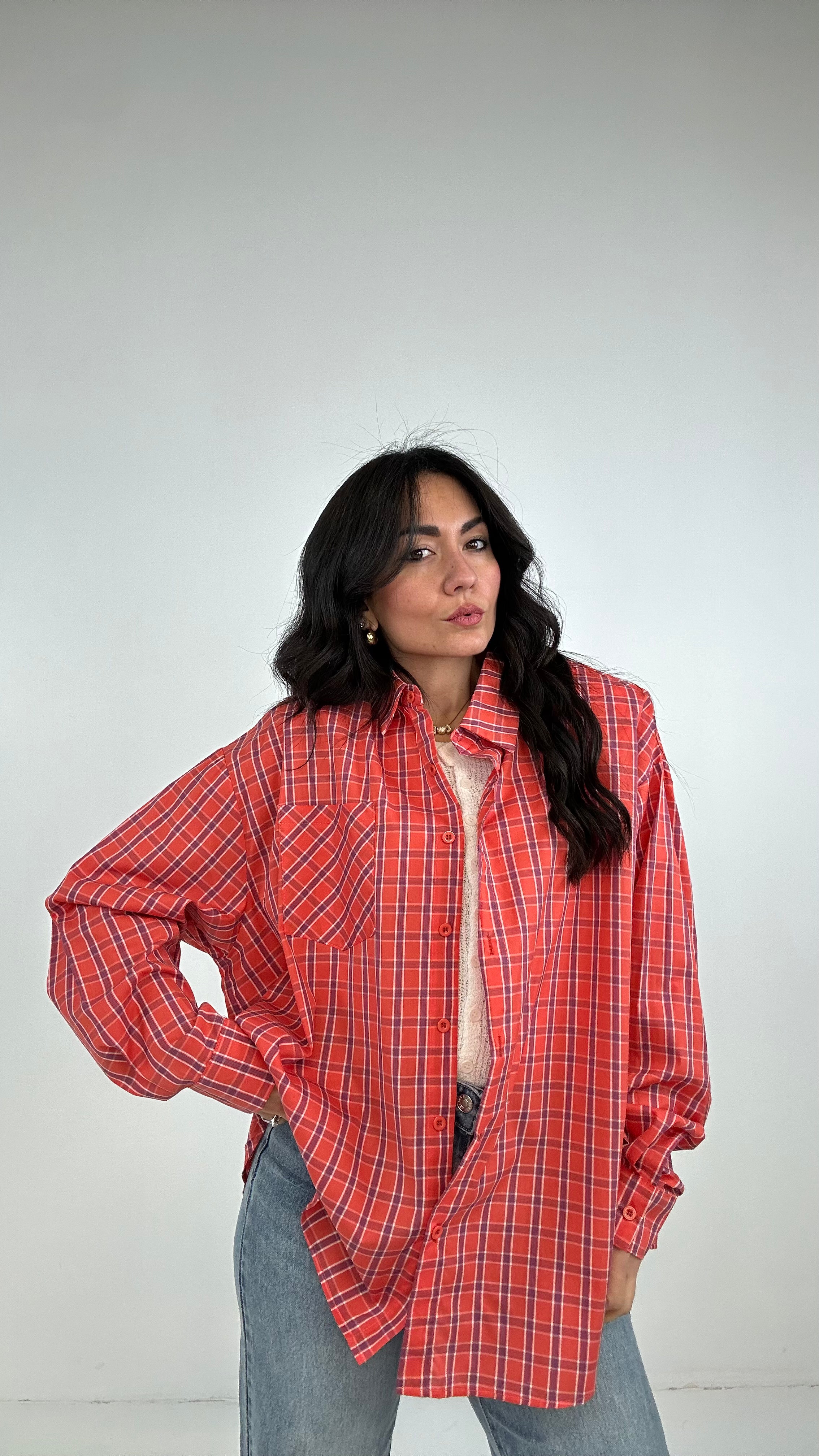 Camicia SPALLINA A QUADRI - ROSSO