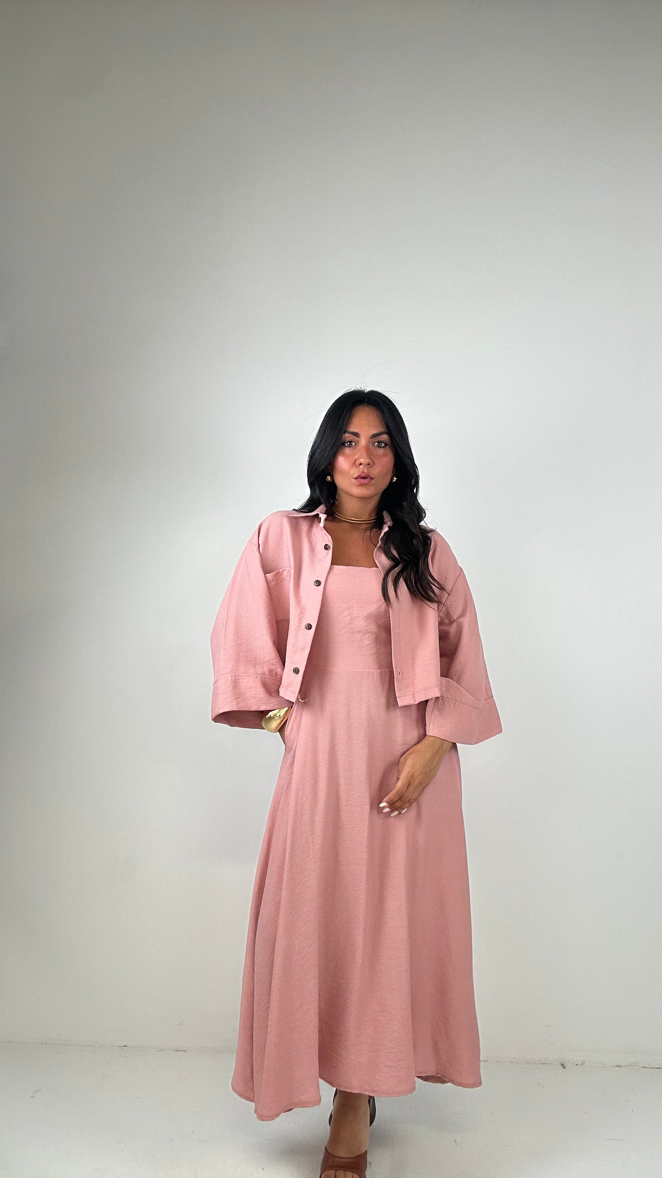 Vestito CON CAMICIA CROP - ROSA