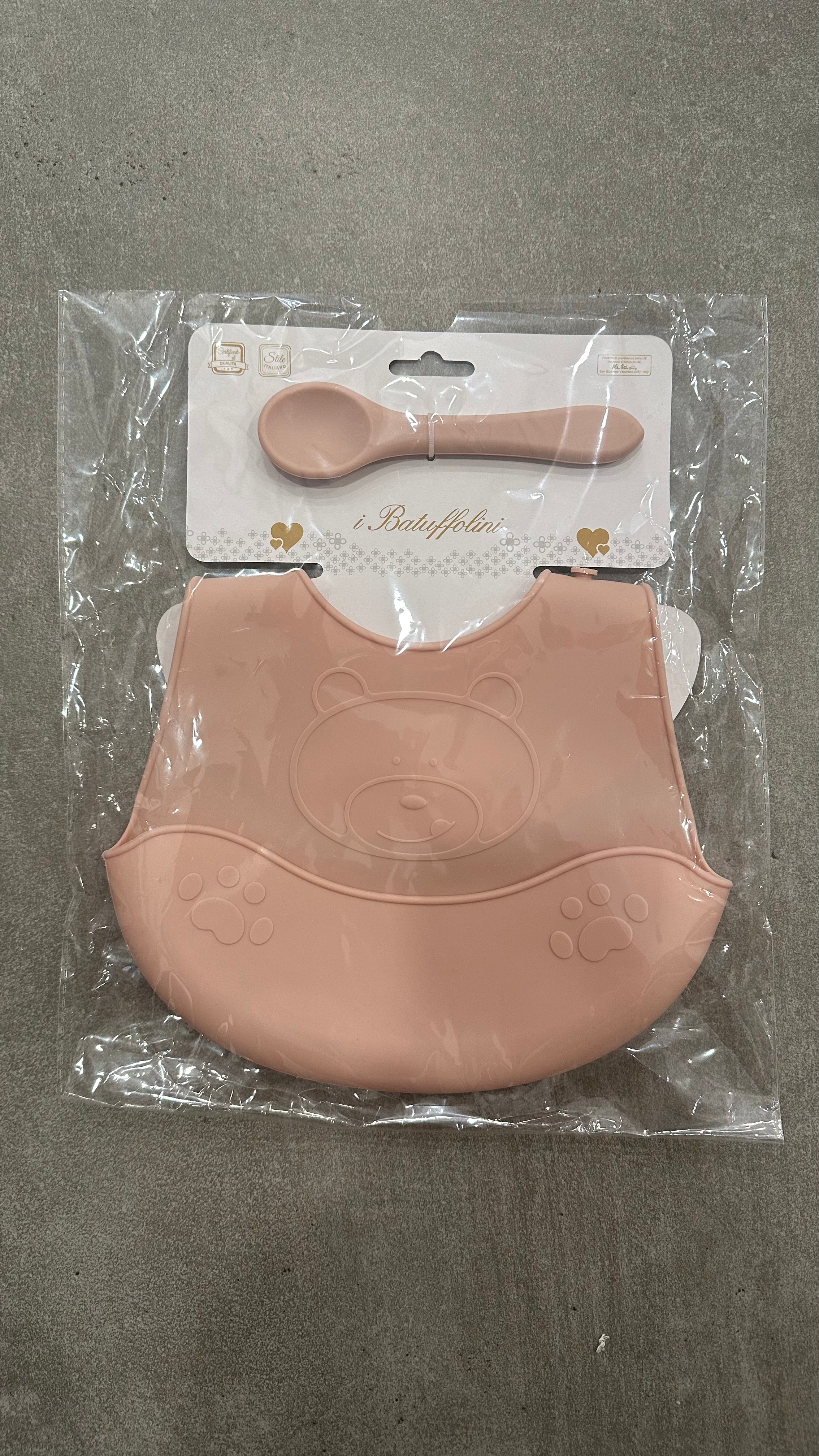 Set BAVETTA IN SILICONE + POSATA - ROSA