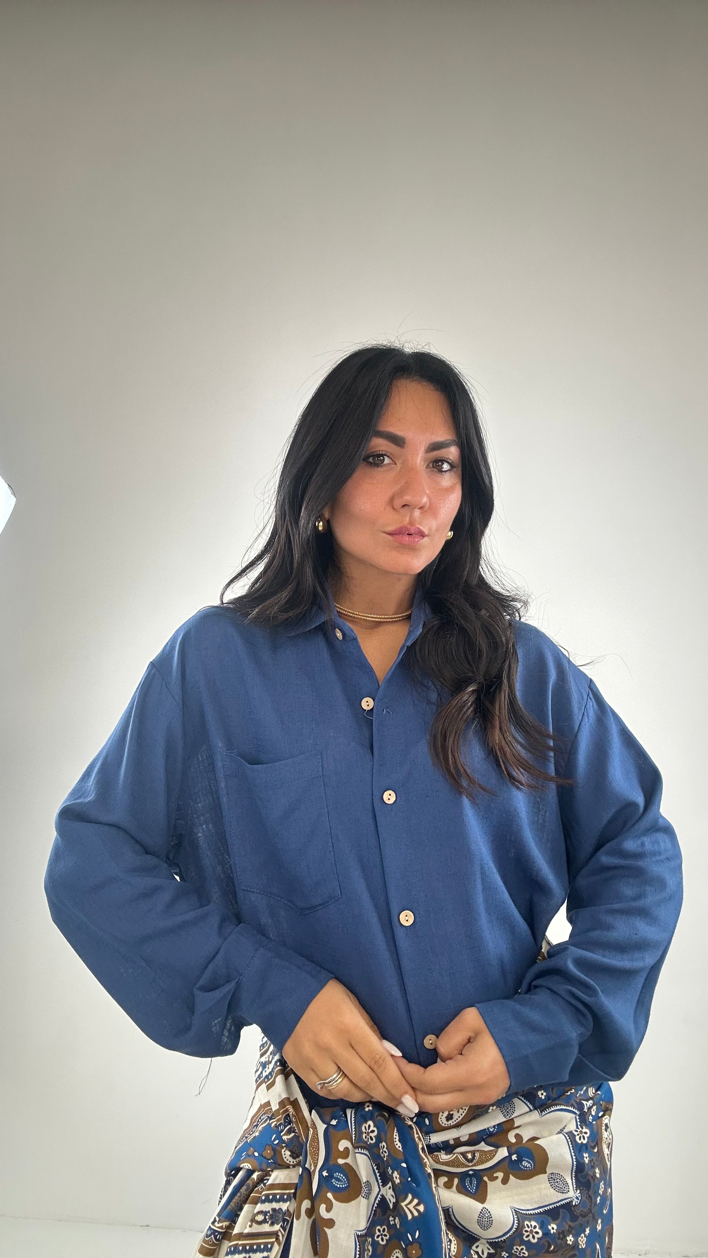 Camicia LINO - BLU