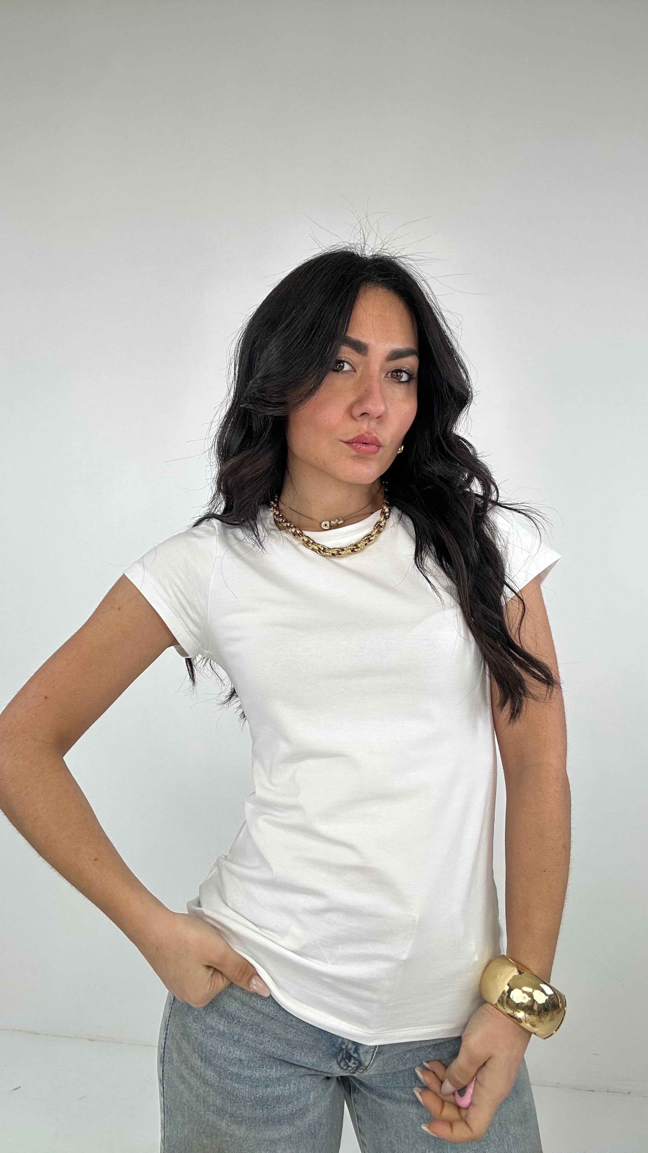 T-shirt SLIM BASIC - BIANCO