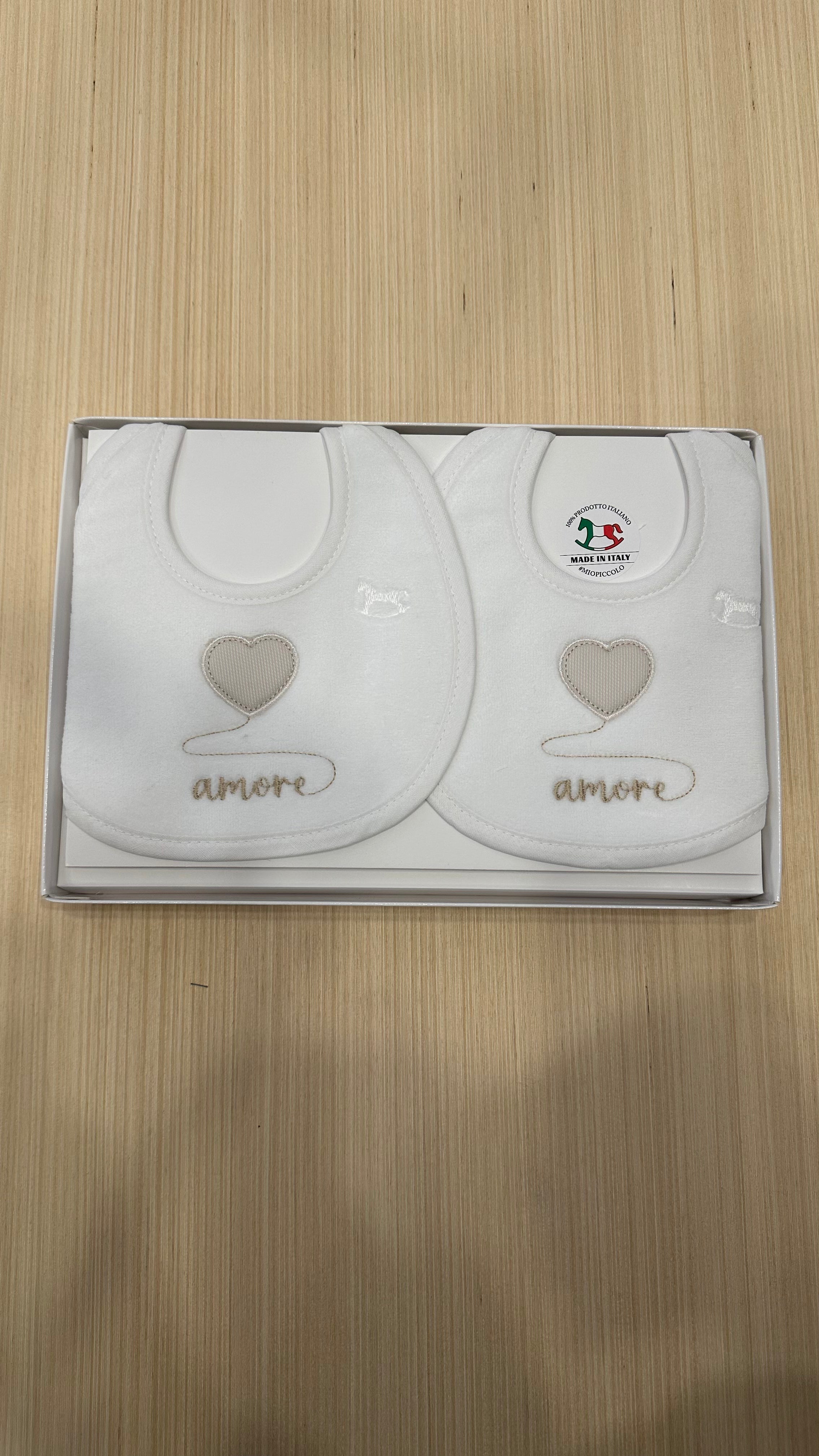 Set 2 BAVETTE AMORE CUORE - BEIGE