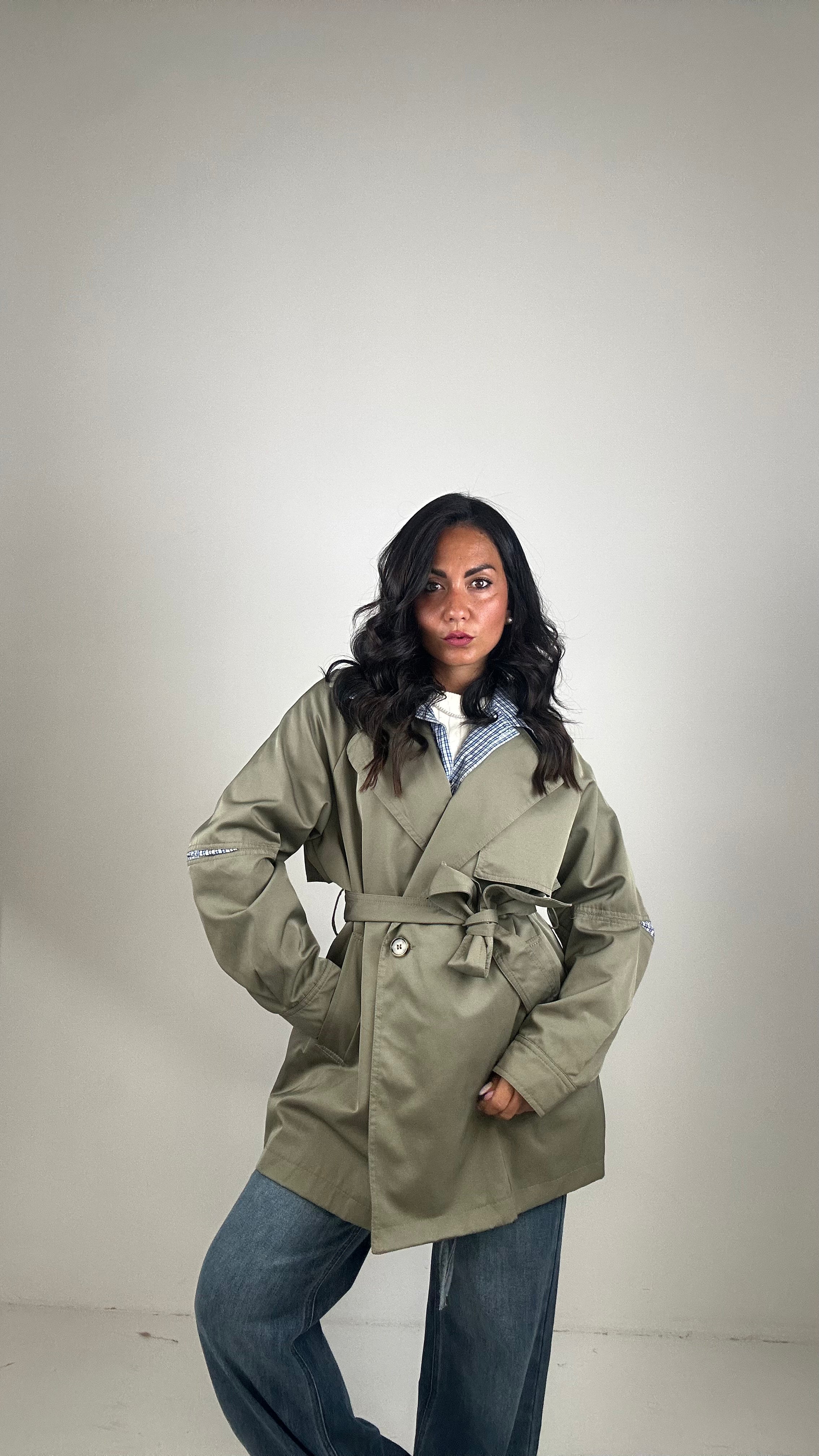 Trench FINTA CAMICIA - VERDE MILITARE