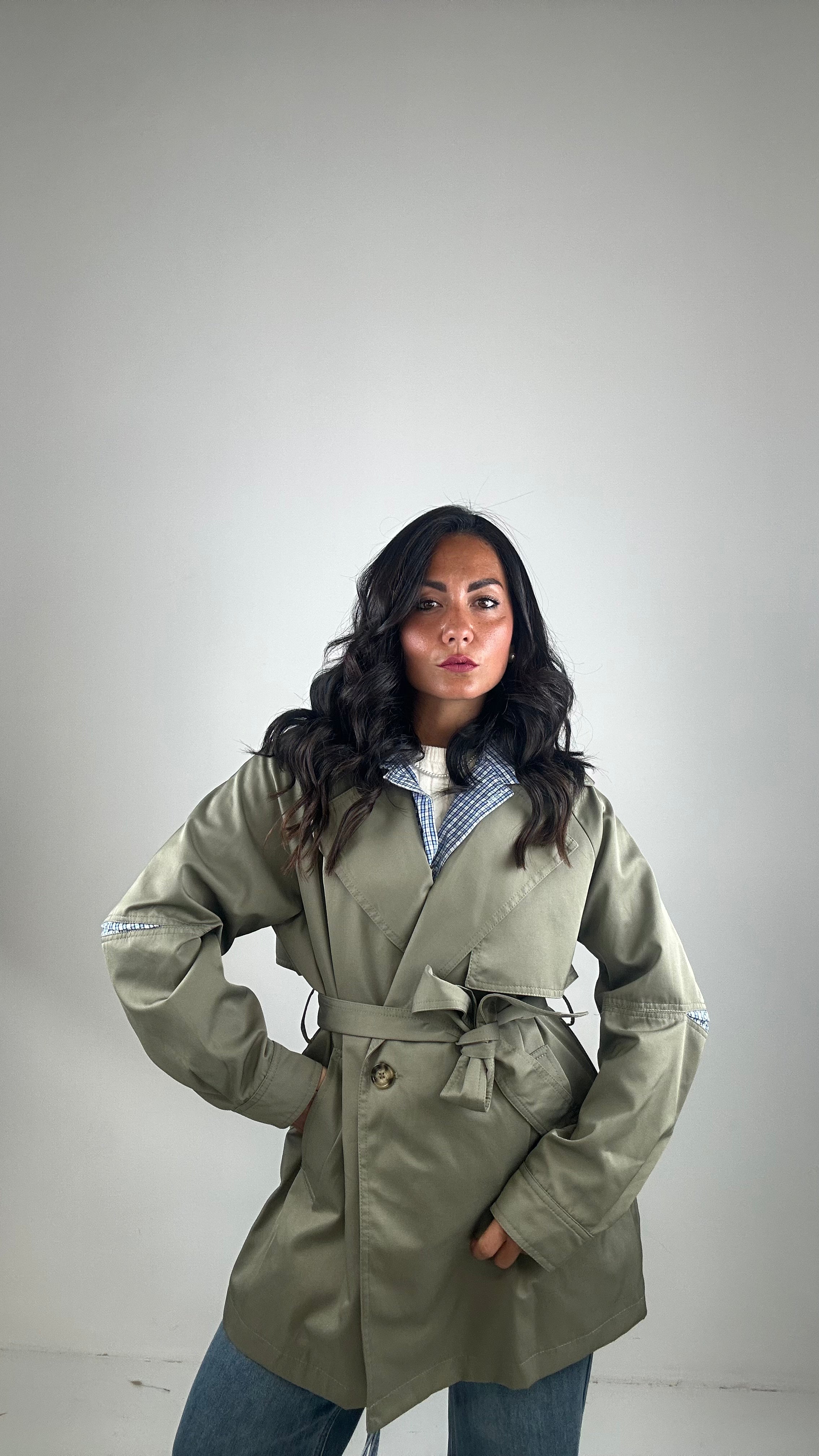 Trench FINTA CAMICIA - VERDE MILITARE