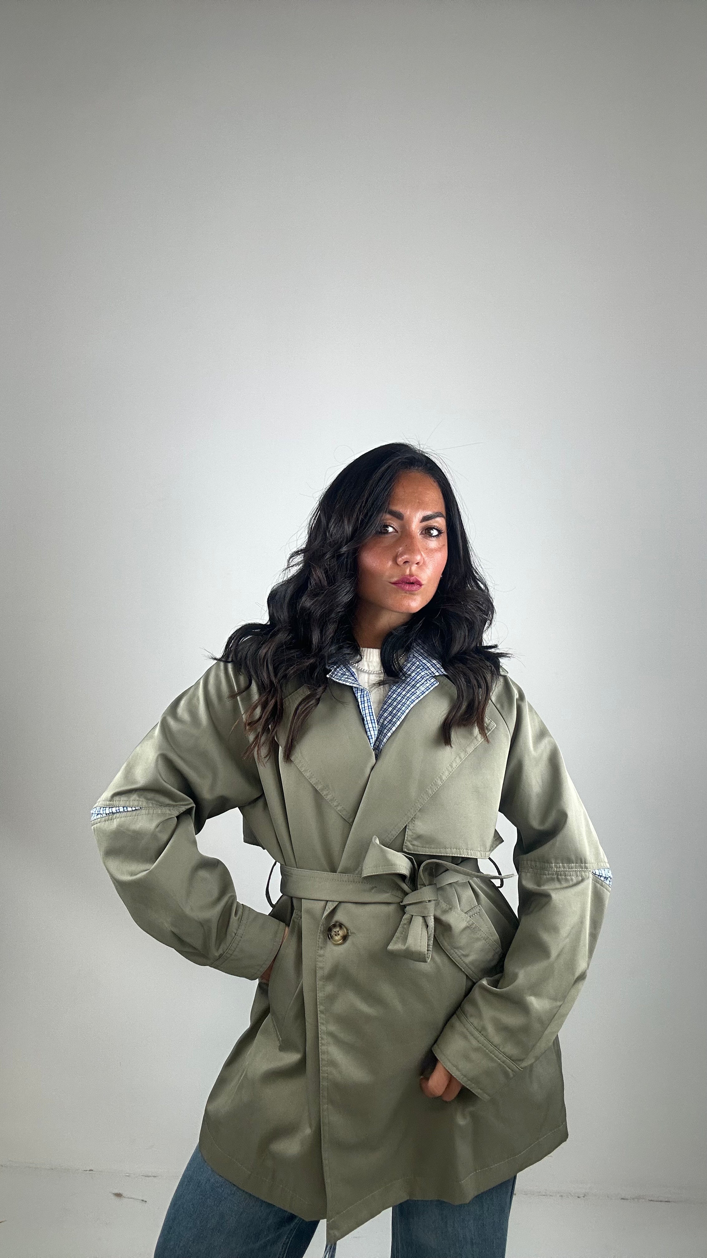 Trench FINTA CAMICIA - VERDE MILITARE