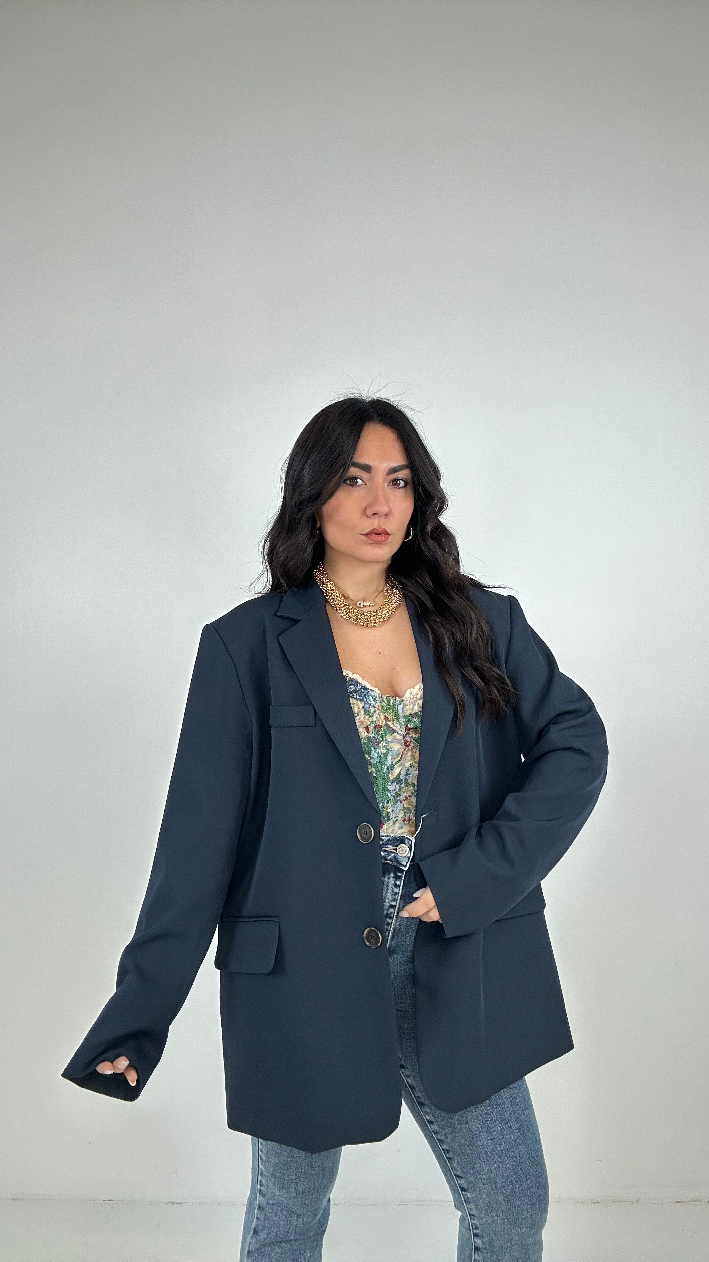 Blazer OVER TOP APERTURA - BLU
