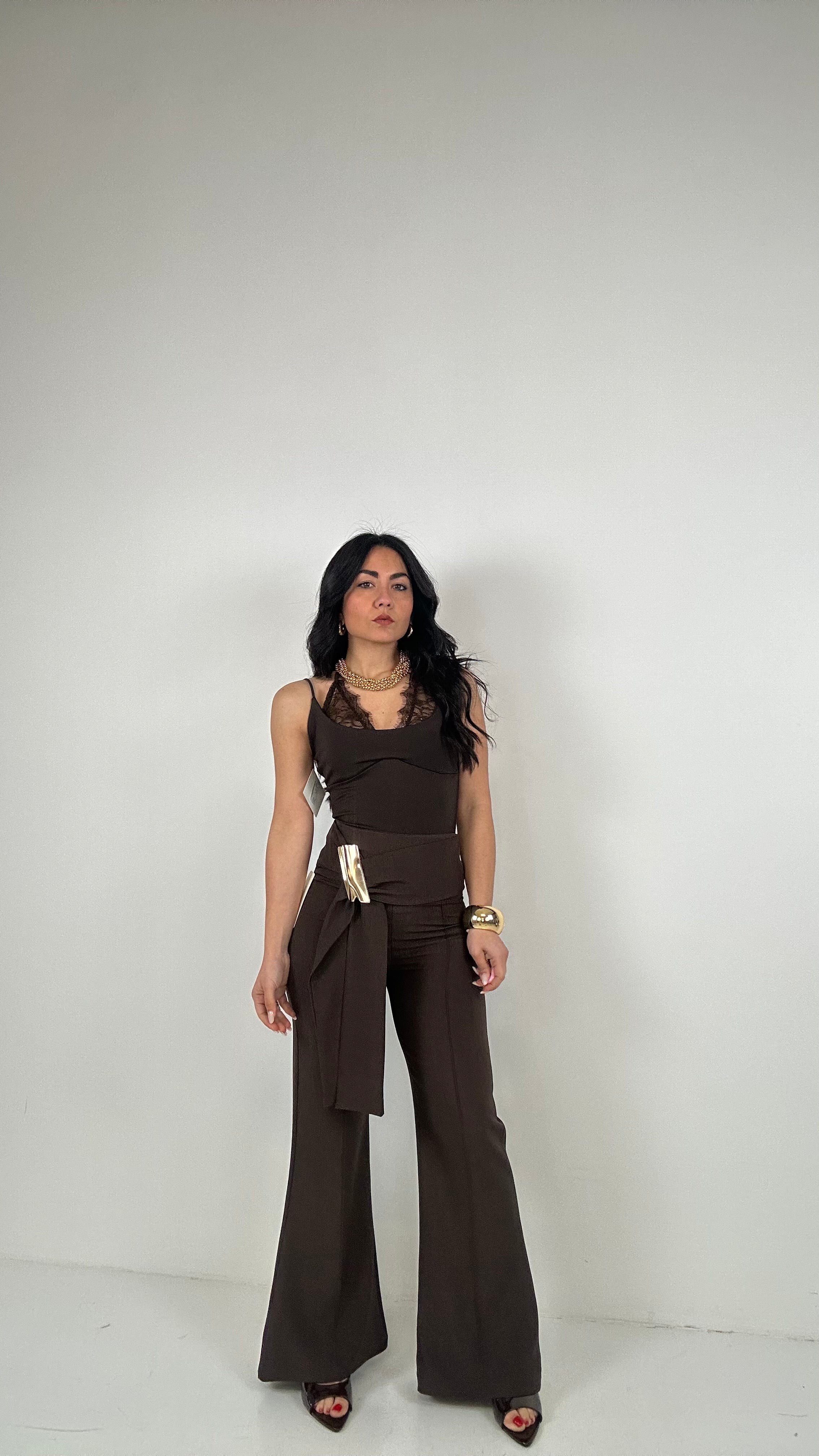 Pantalone CON GANCIO E FUSCIACCA - MARRONE