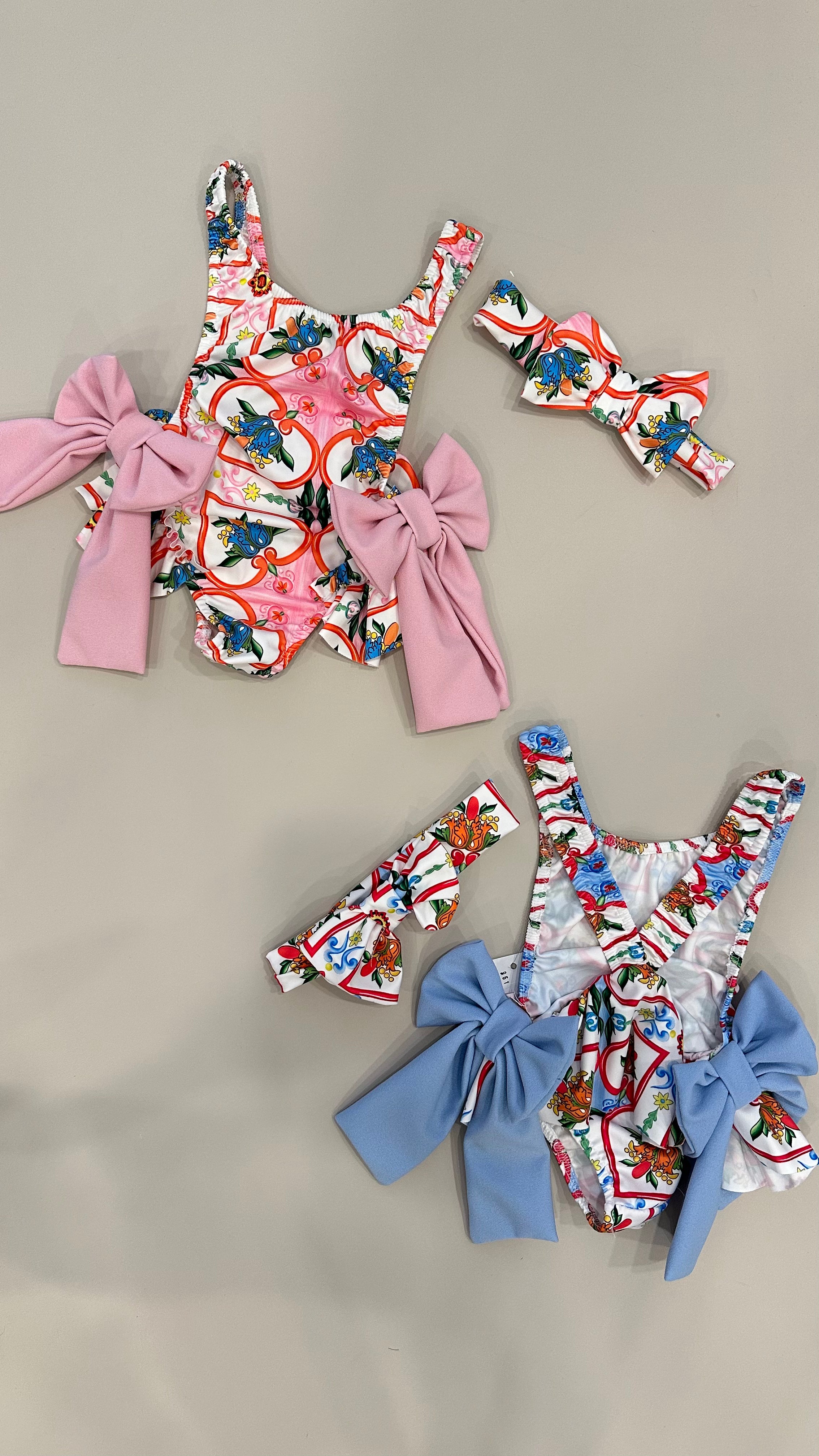 Costume INTERO CON FASCIA FIOCCO 12-36M - AZZURRO