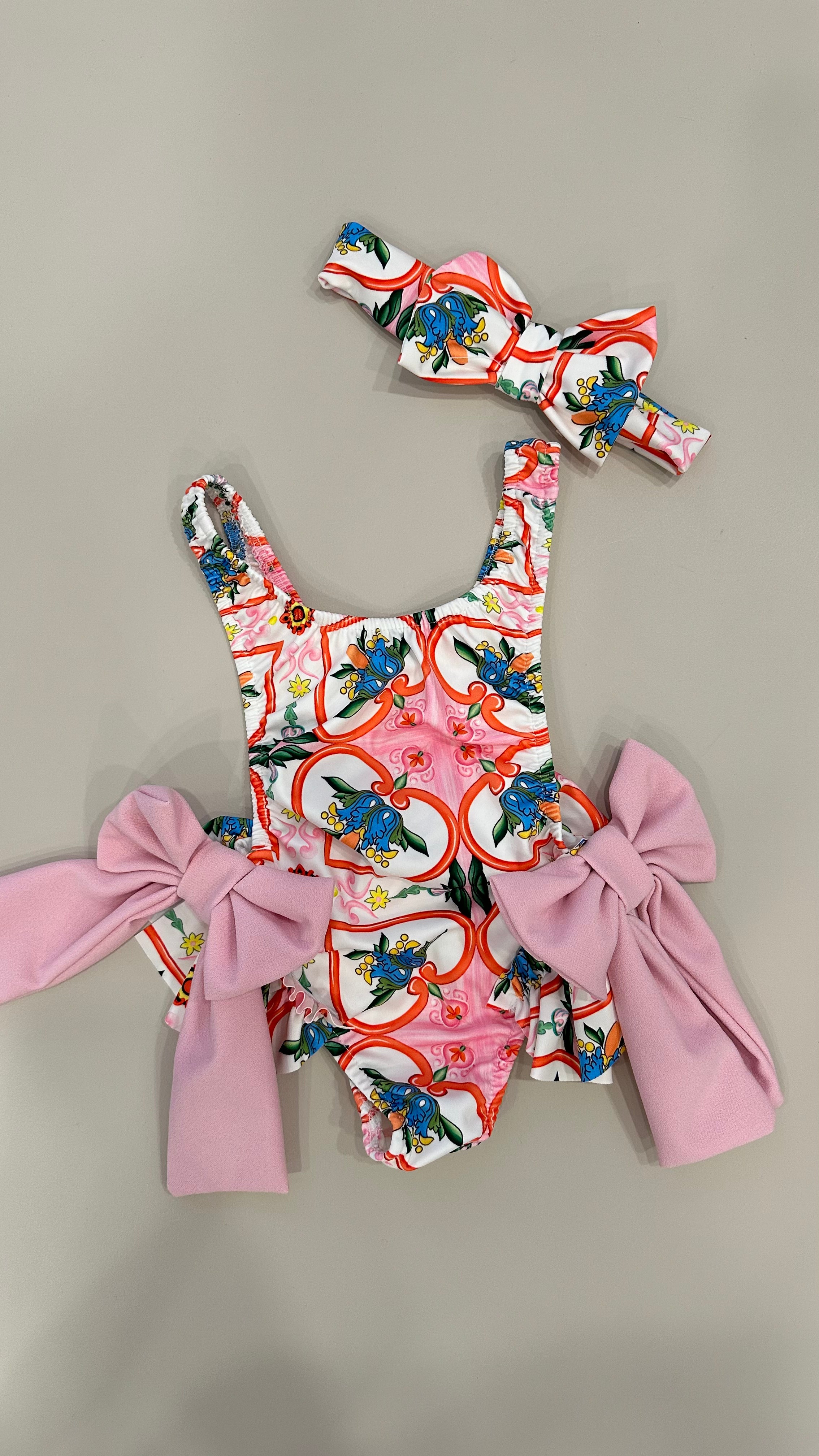 Costume INTERO CON FASCIA FIOCCO 12-36M - BIANCO