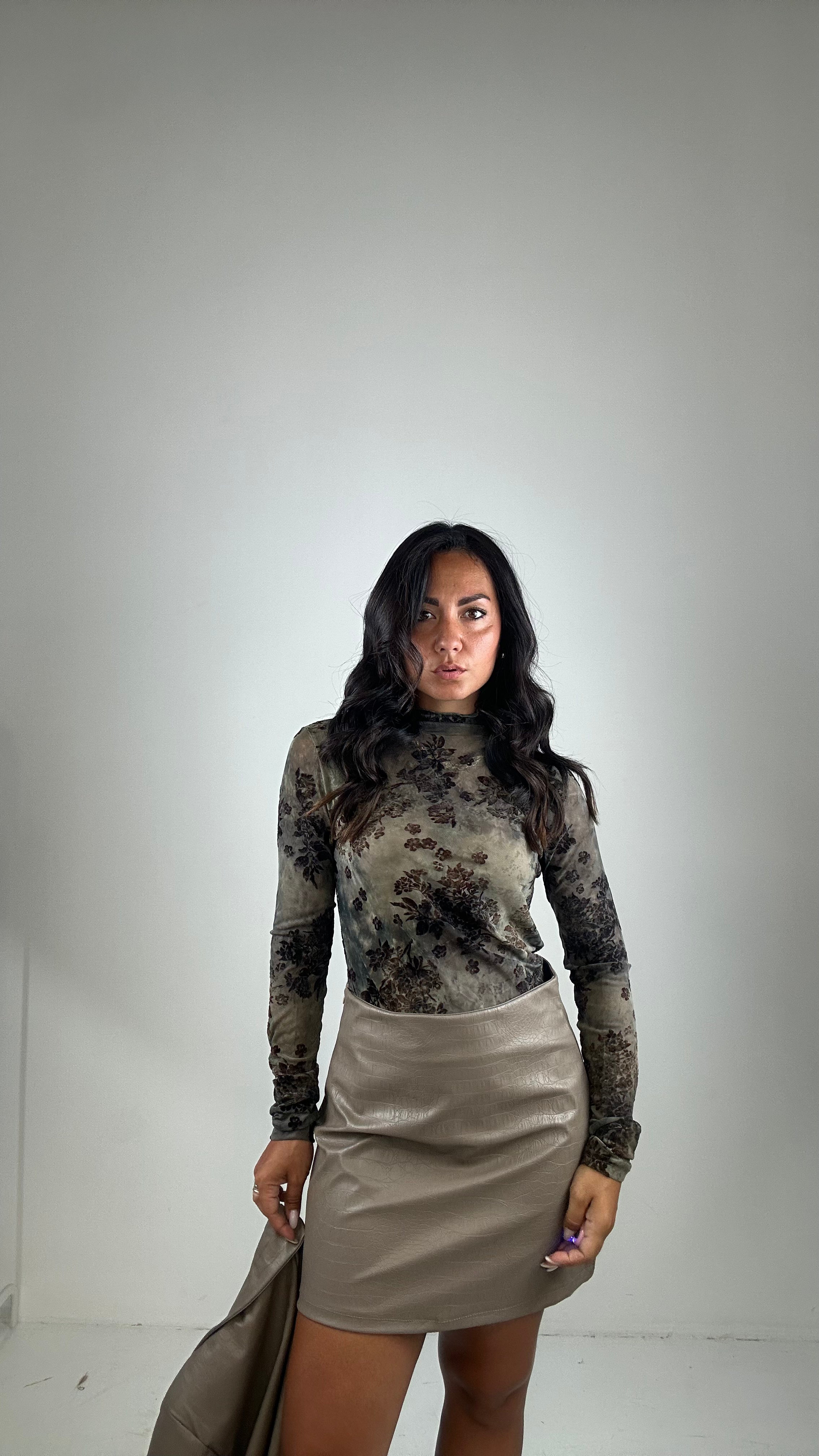 Gonna ECOPELLE MARTE - BEIGE