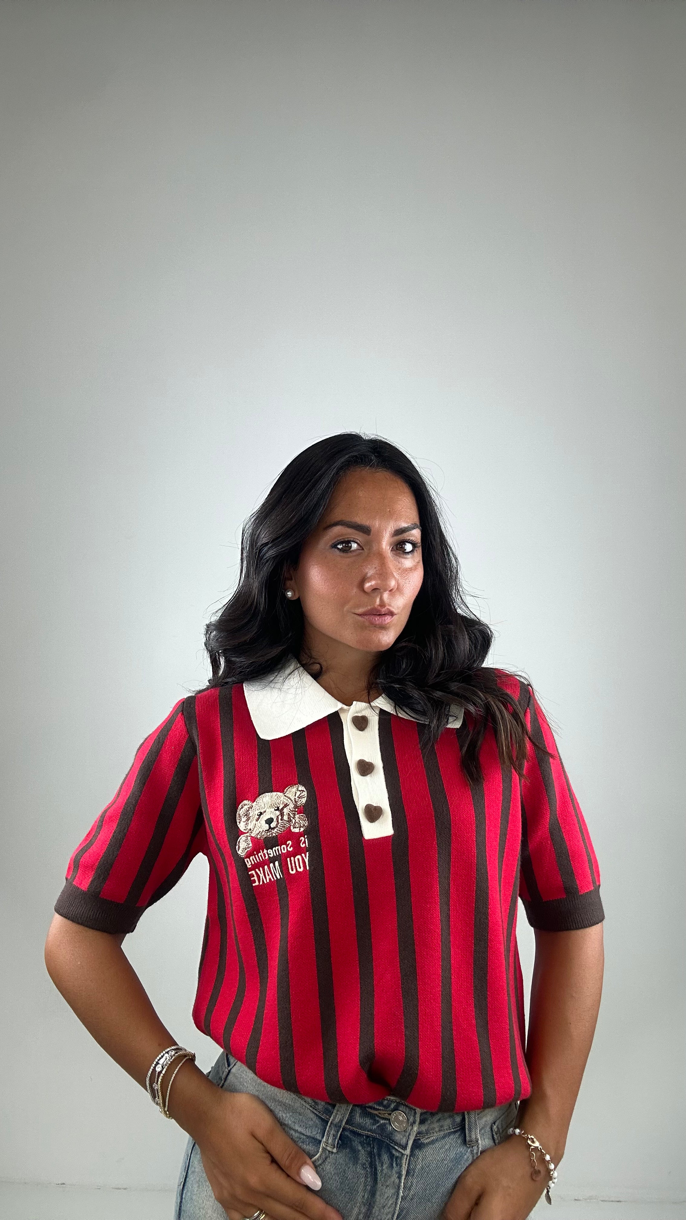 Polo ORSETTO RIGHE - ROSSO