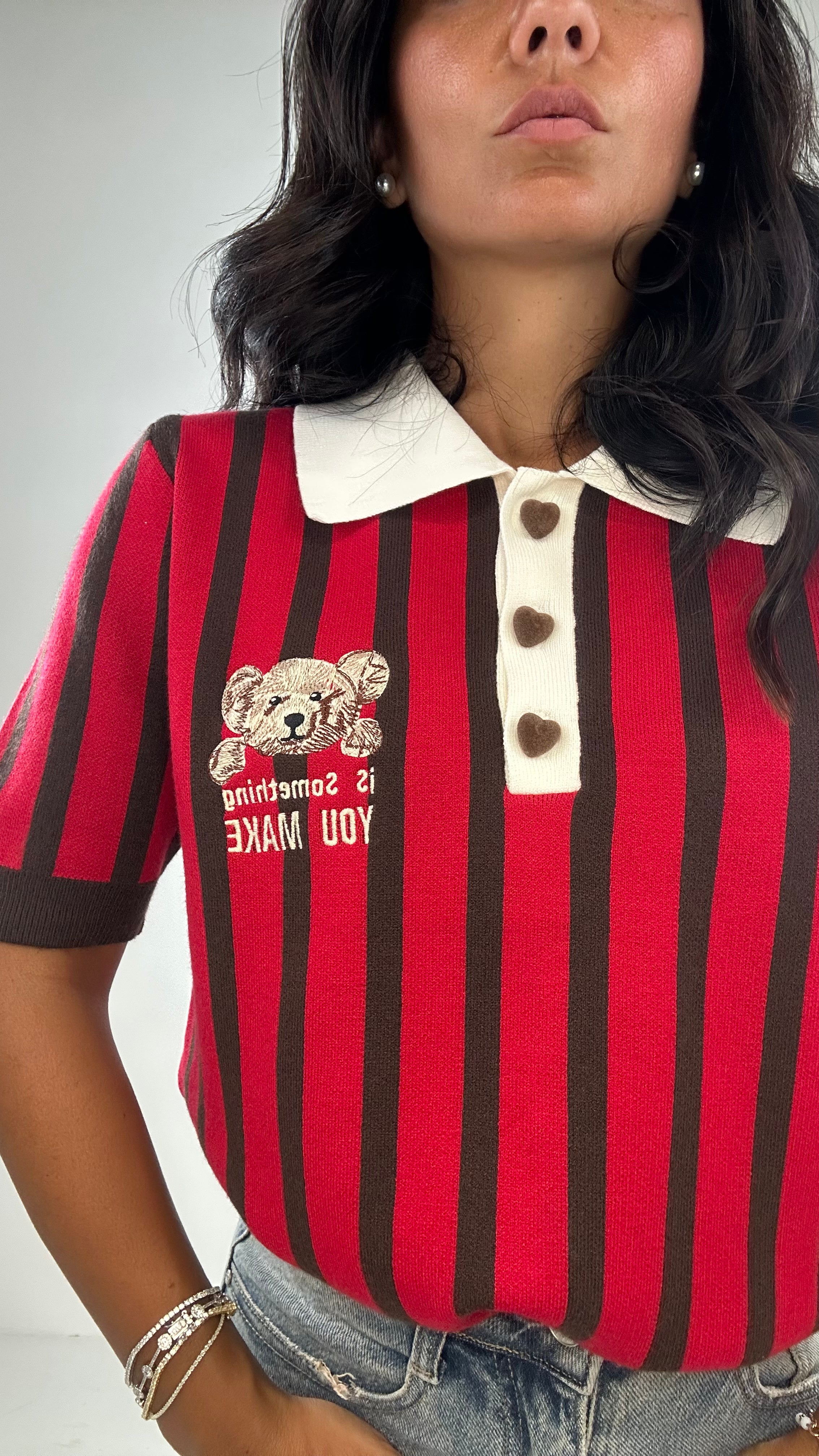 Polo ORSETTO RIGHE - ROSSO